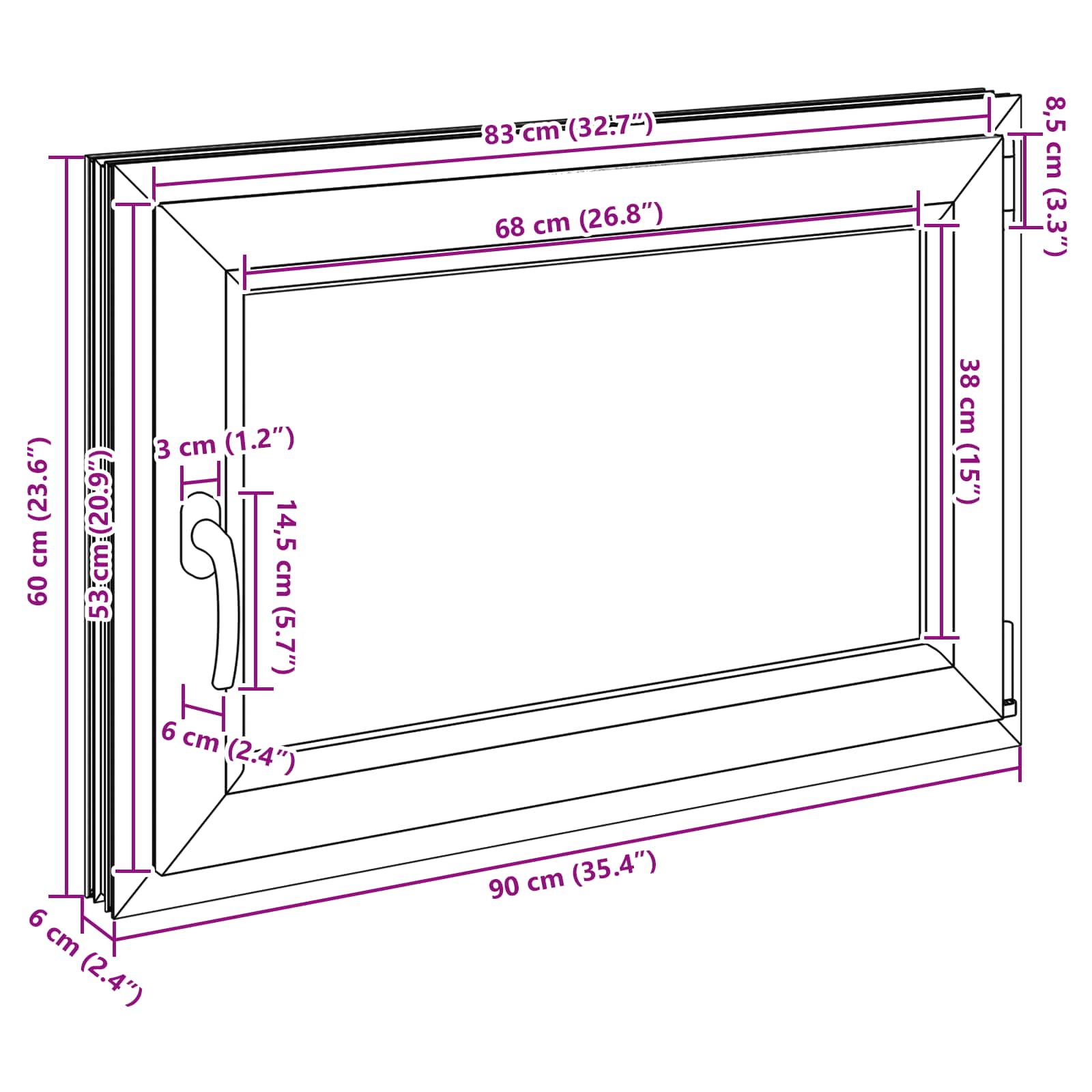 Prozor za podrum RISOR 90 x 60 cm PVC i staklo Bijela