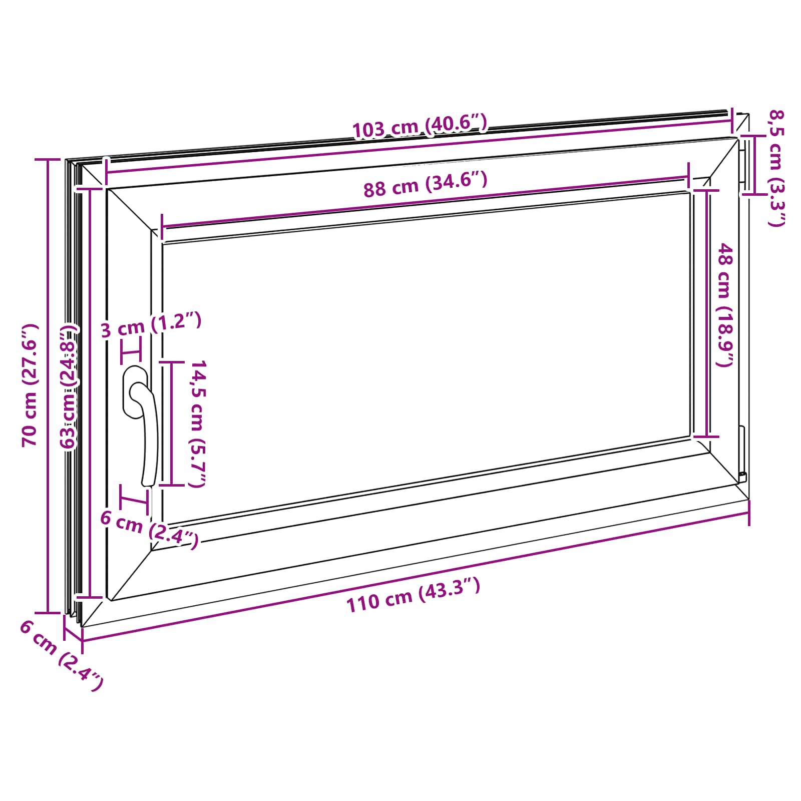 Prozor za podrum RISOR 110 x 70 cm PVC i staklo Bijela