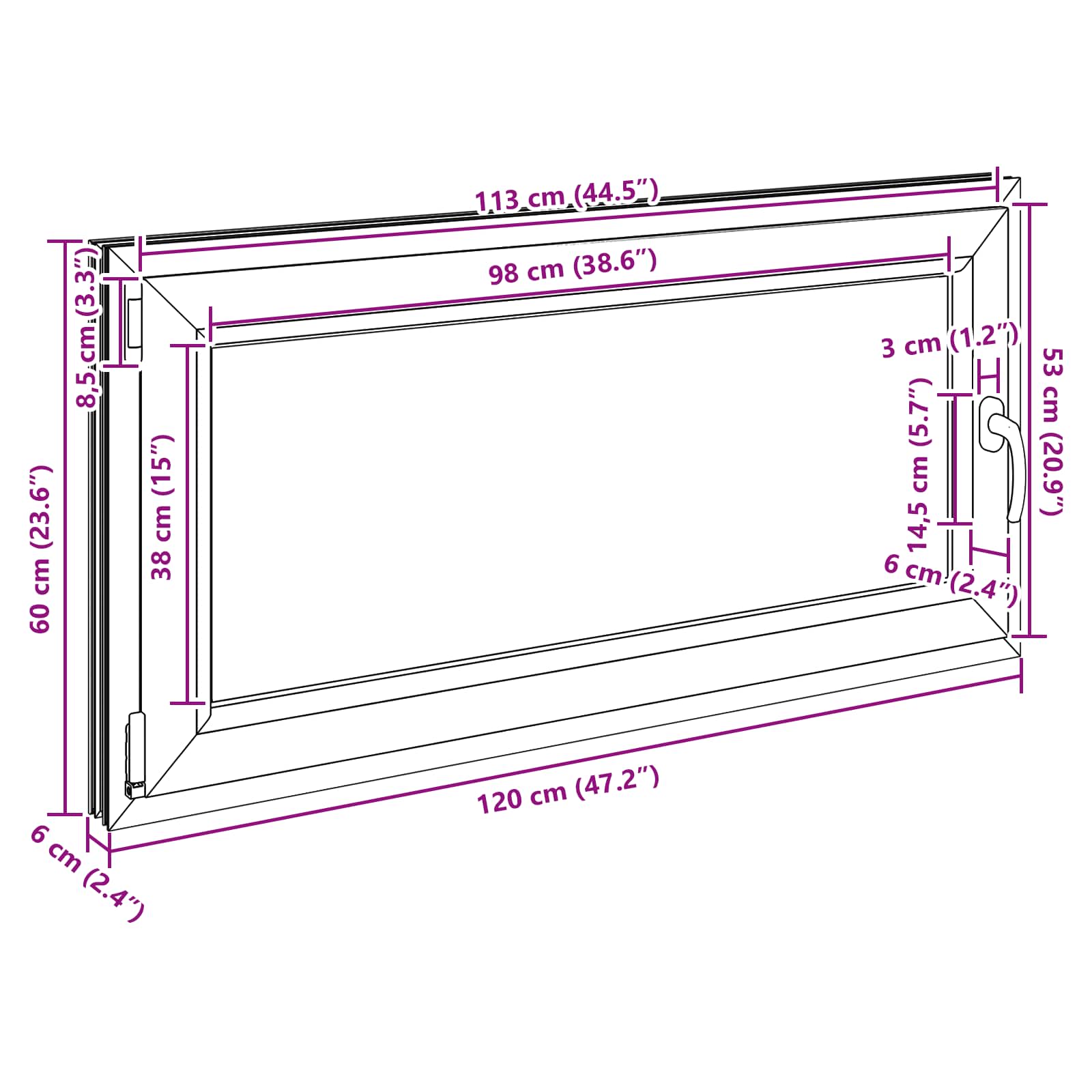Prozor za podrum RISOR 120 x 60 cm PVC i staklo Bijela