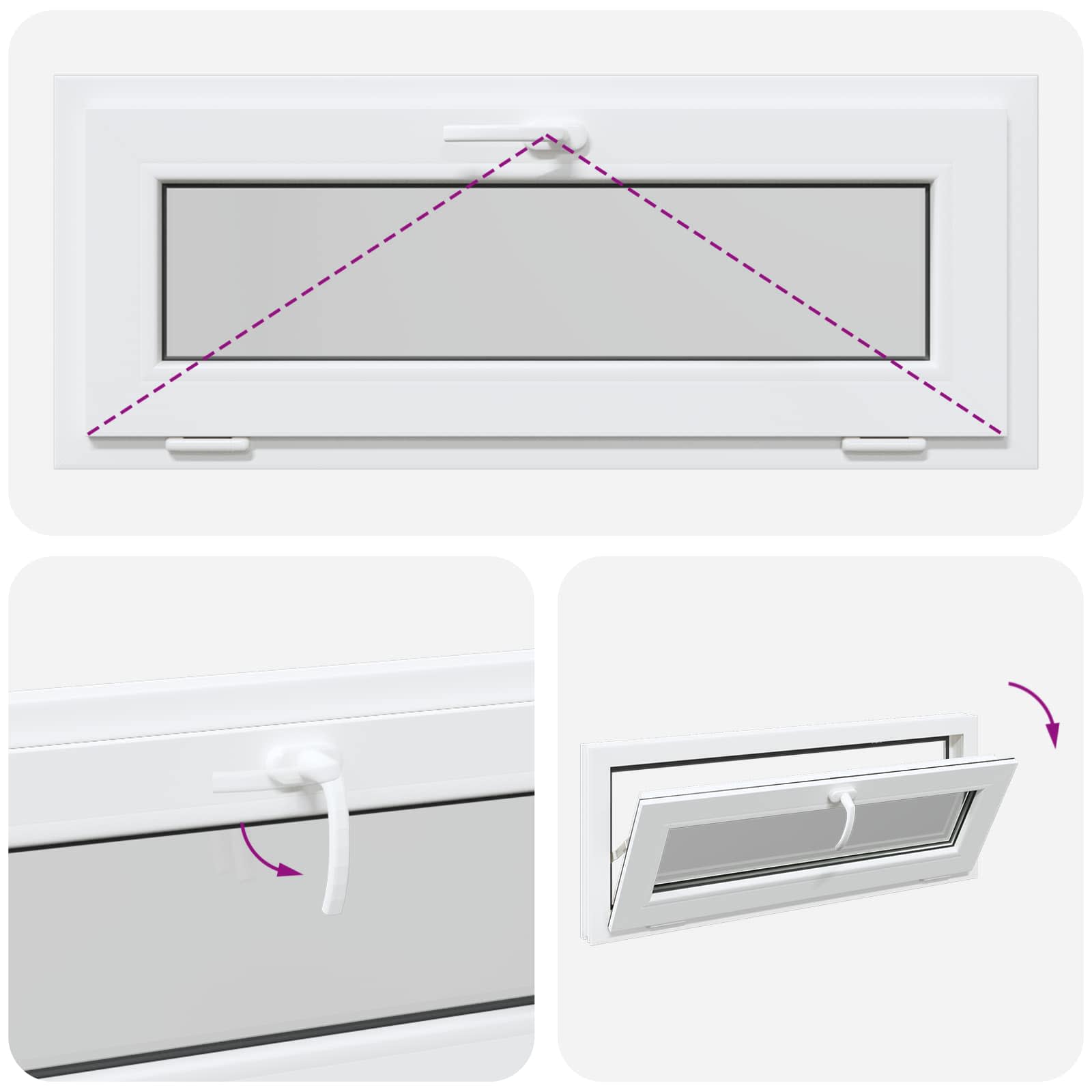 Prozor za podrum RISOR 110 x 40 cm PVC i staklo Bijela
