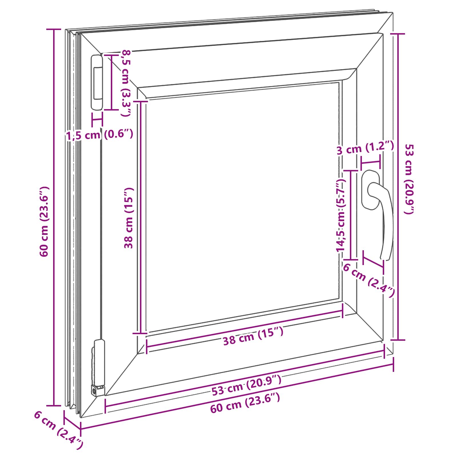 Prozor za podrum RISOR 60 x 60 cm PVC i staklo Antracit