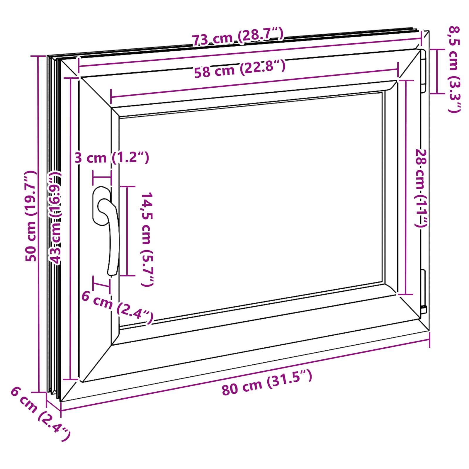 Prozor za podrum RISOR 60 x 100 cm PVC i staklo Antracit