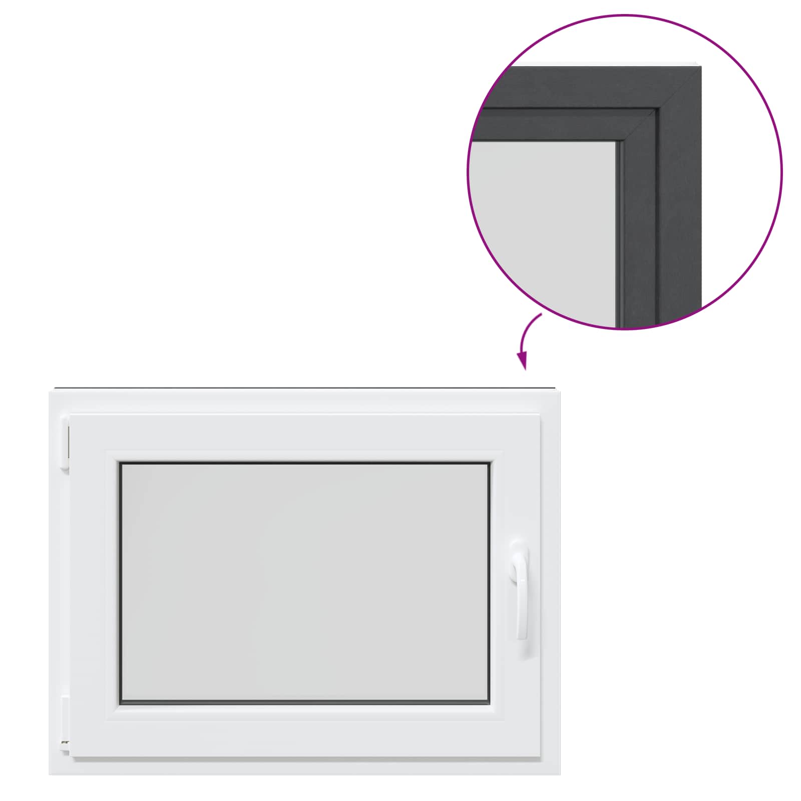 Prozor za podrum RISOR 80 x 70 cm PVC i staklo Antracit