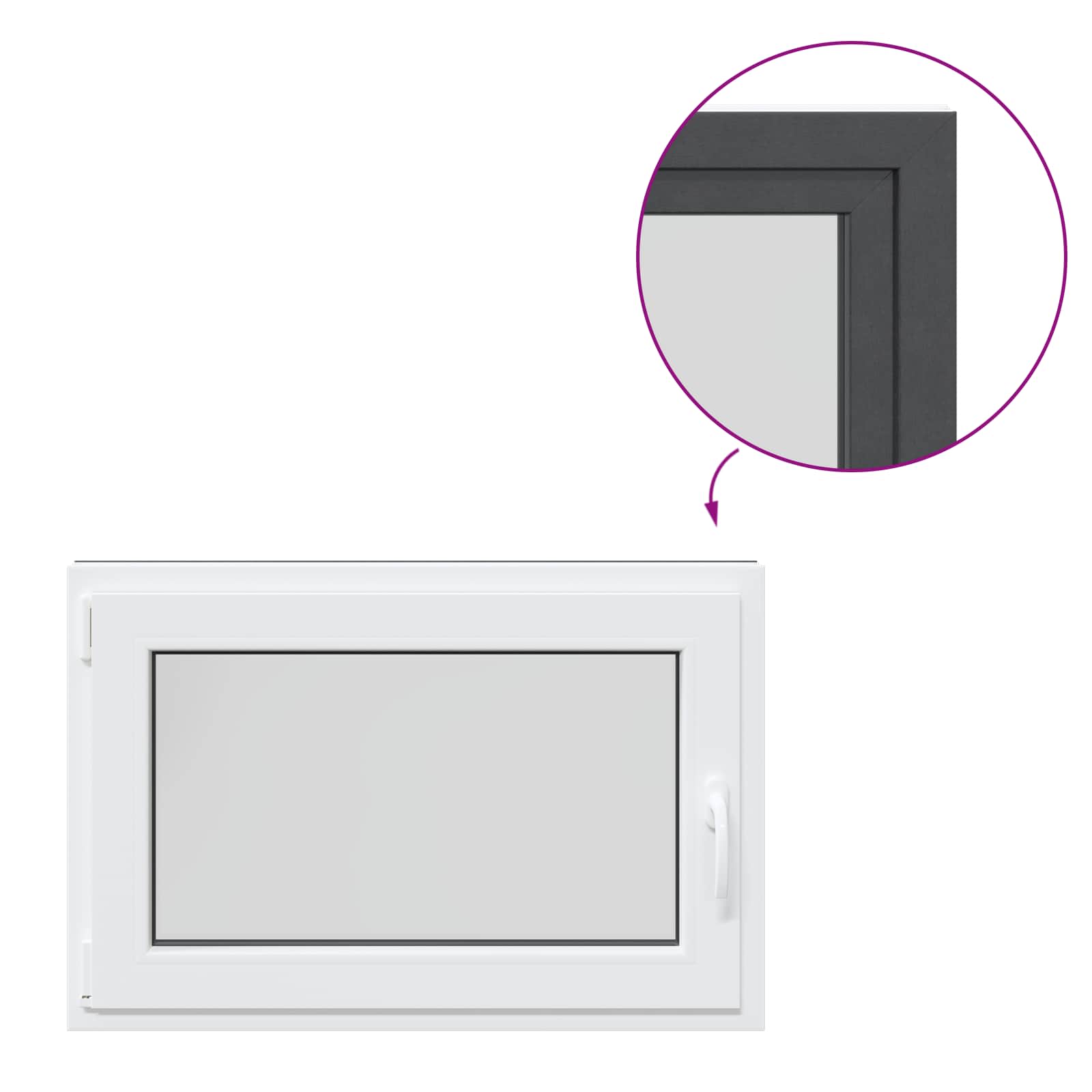 Prozor za podrum RISOR 90 x 60 cm PVC i staklo Antracit