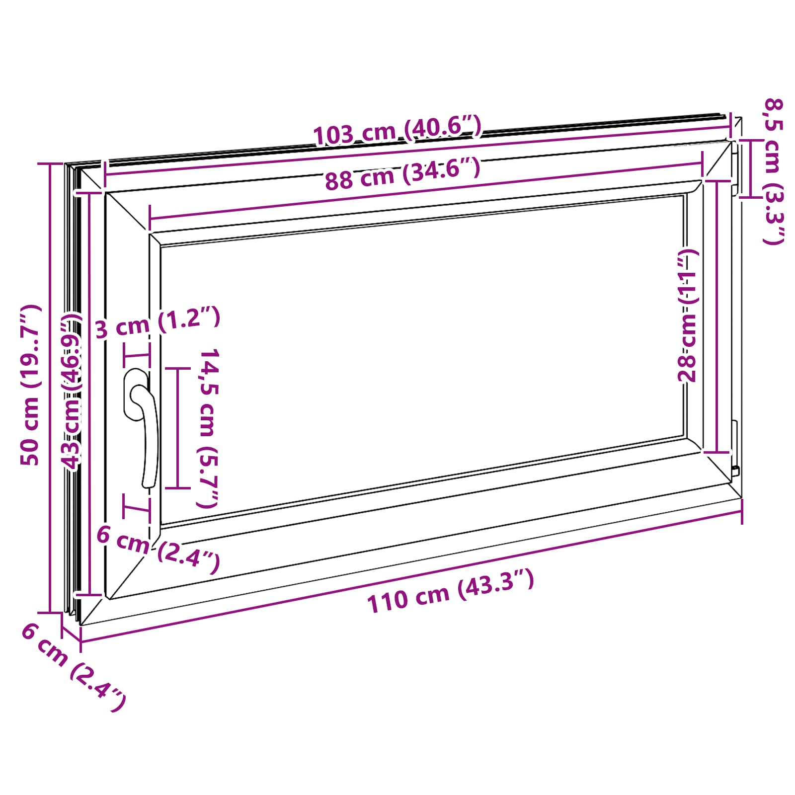 Prozor za podrum RISOR 110 x 50 cm PVC i staklo Antracit