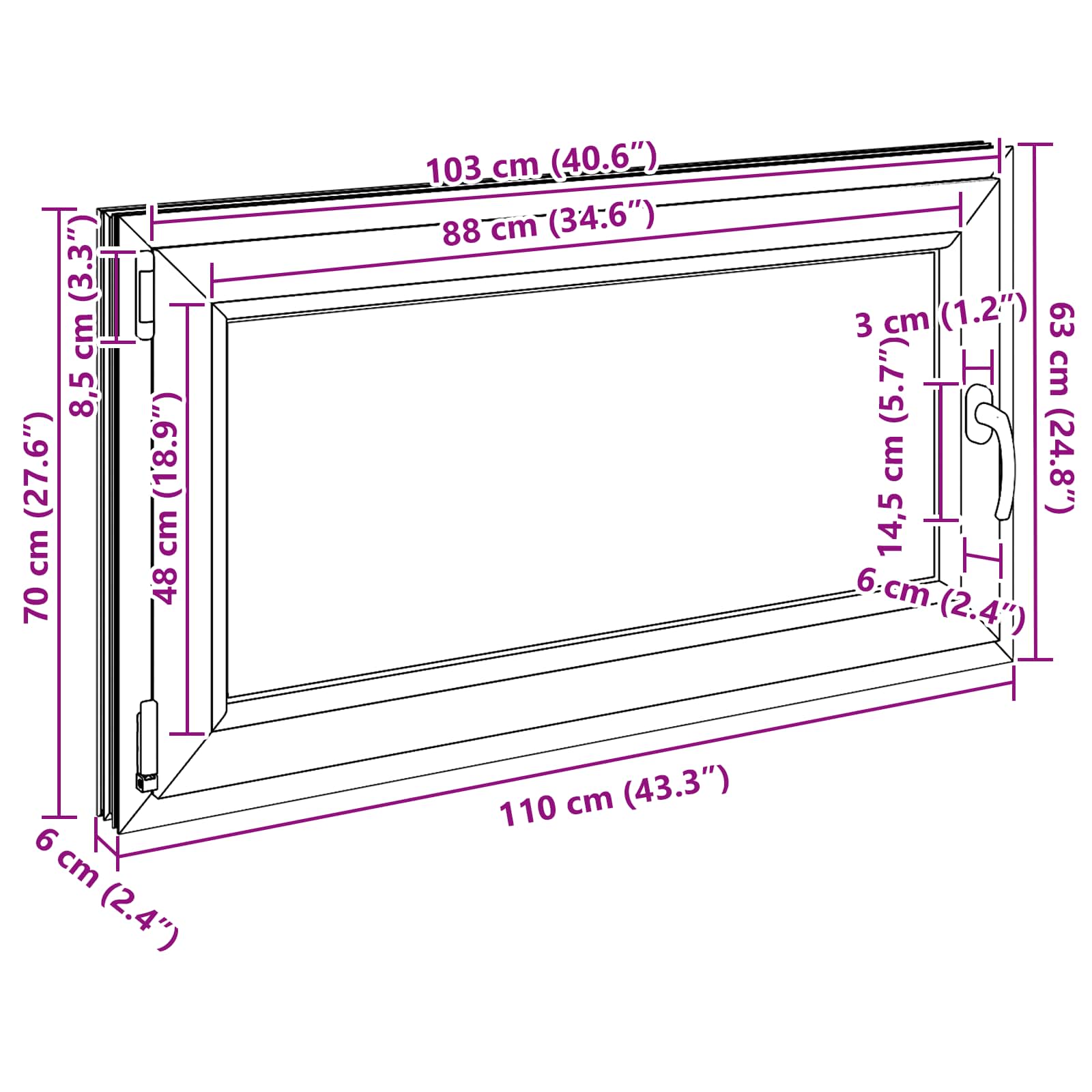 Prozor za podrum RISOR 110 x 70 cm PVC i staklo Antracit