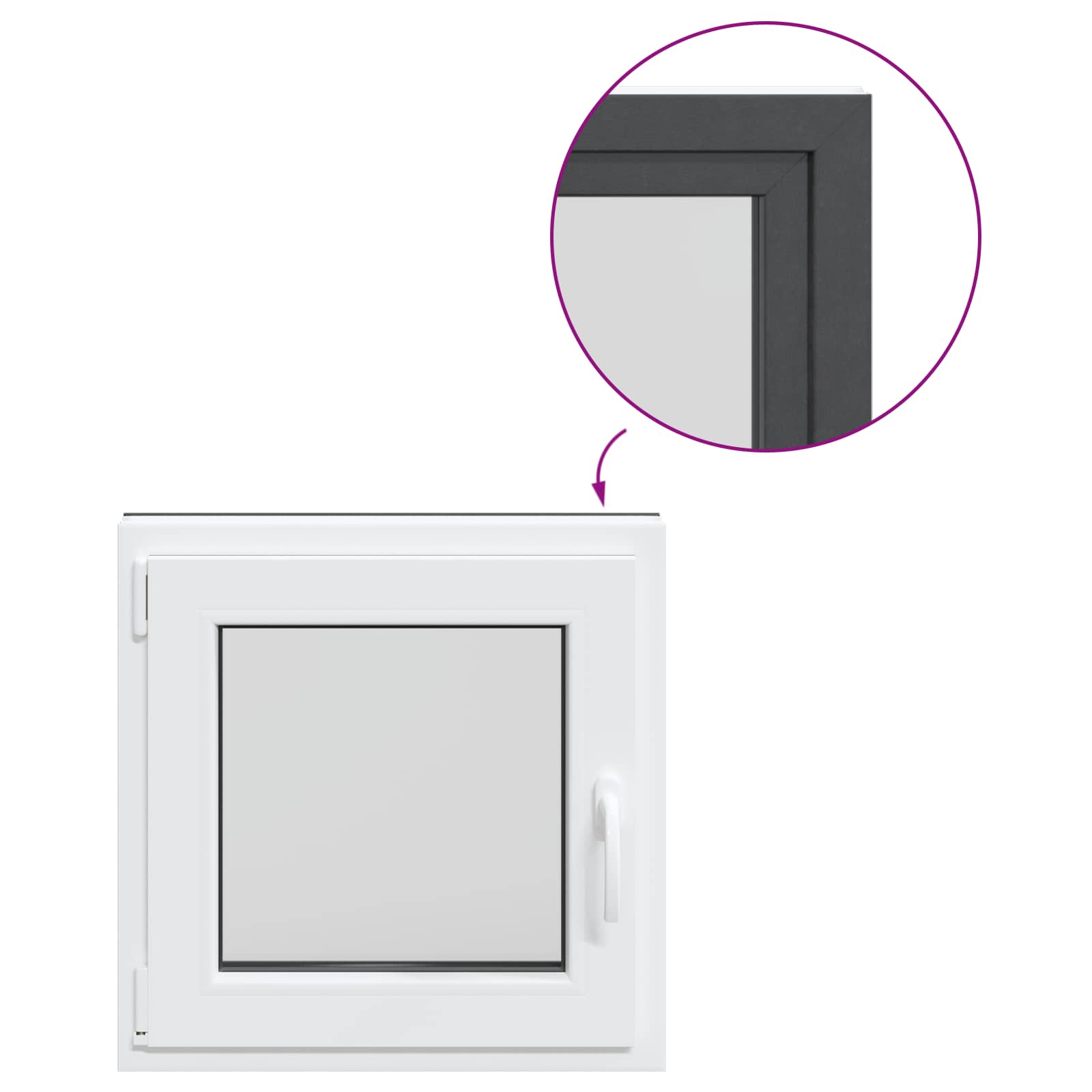 Prozor za podrum RISOR 60 x 60 cm PVC i staklo Antracit
