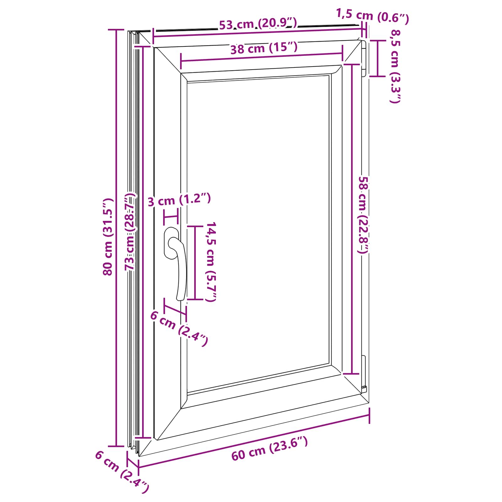 Prozor za podrum RISOR 60 x 80 cm PVC i staklo Antracit