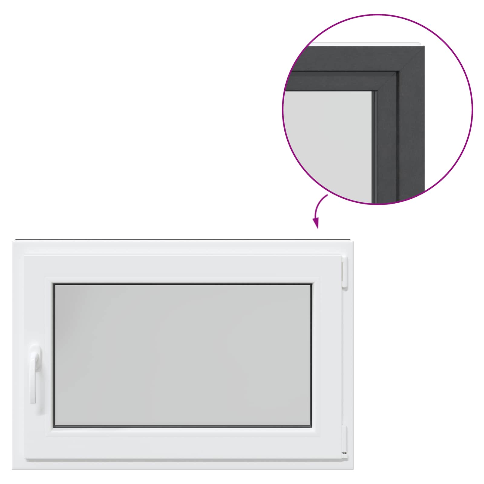 Prozor za podrum RISOR 80 x 70 cm PVC i staklo Antracit