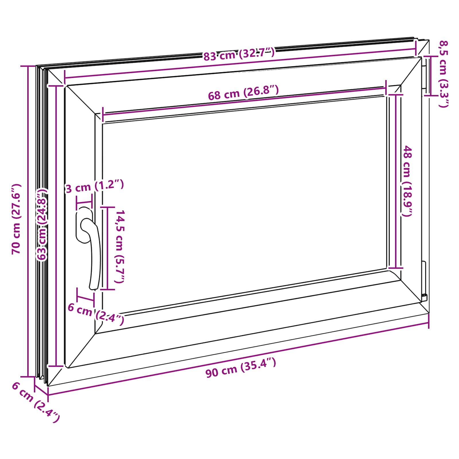 Prozor za podrum RISOR 90 x 60 cm PVC i staklo Antracit
