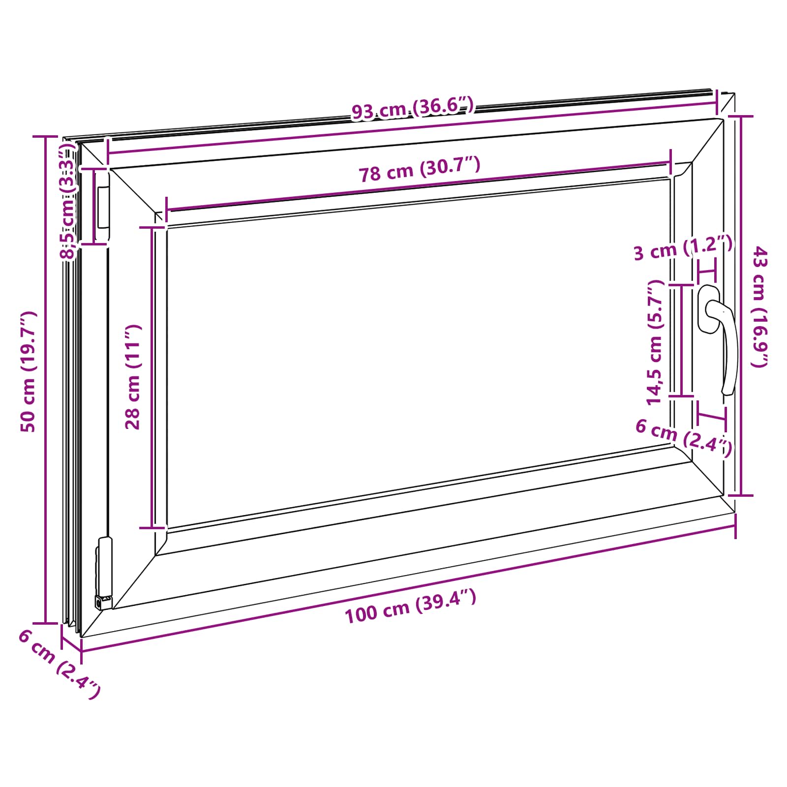 Prozor za podrum RISOR 100 x 50 cm PVC i staklo Antracit