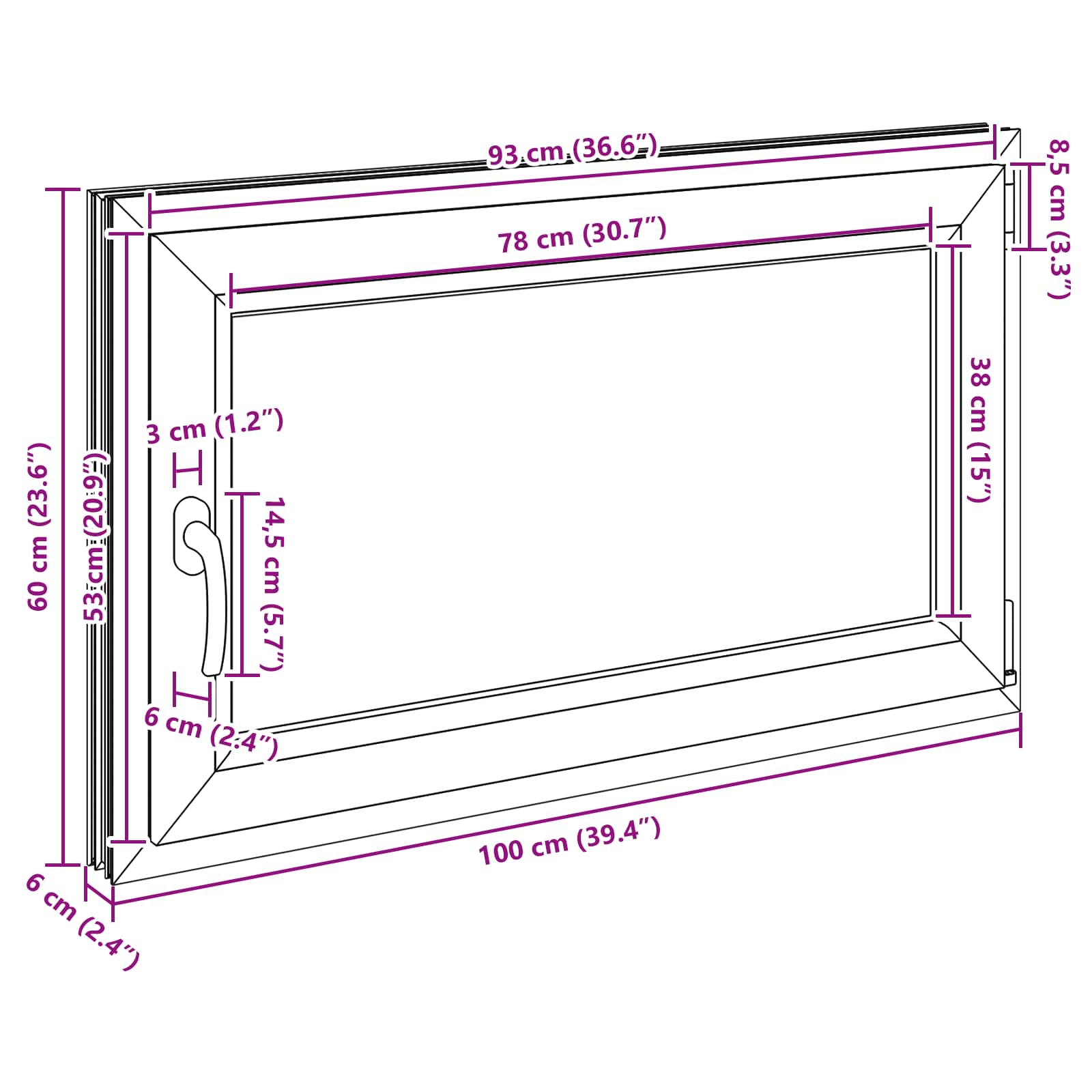 Prozor za podrum RISOR 100 x 60 cm PVC i staklo Antracit