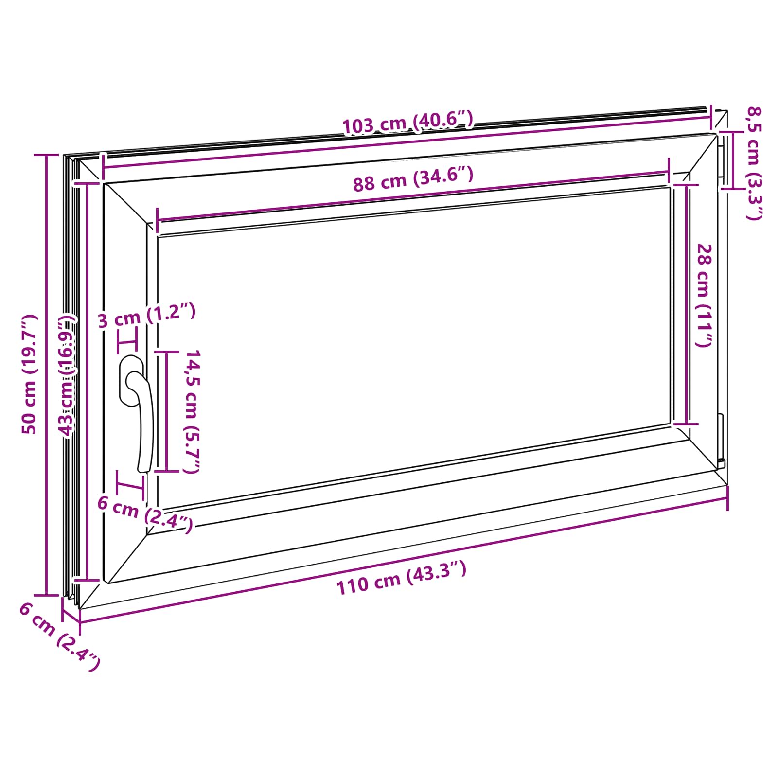 Prozor za podrum RISOR 110 x 50 cm PVC i staklo Antracit