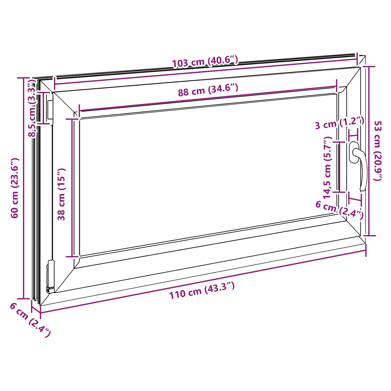 Prozor za podrum RISOR 110 x 60 cm PVC i staklo Antracit