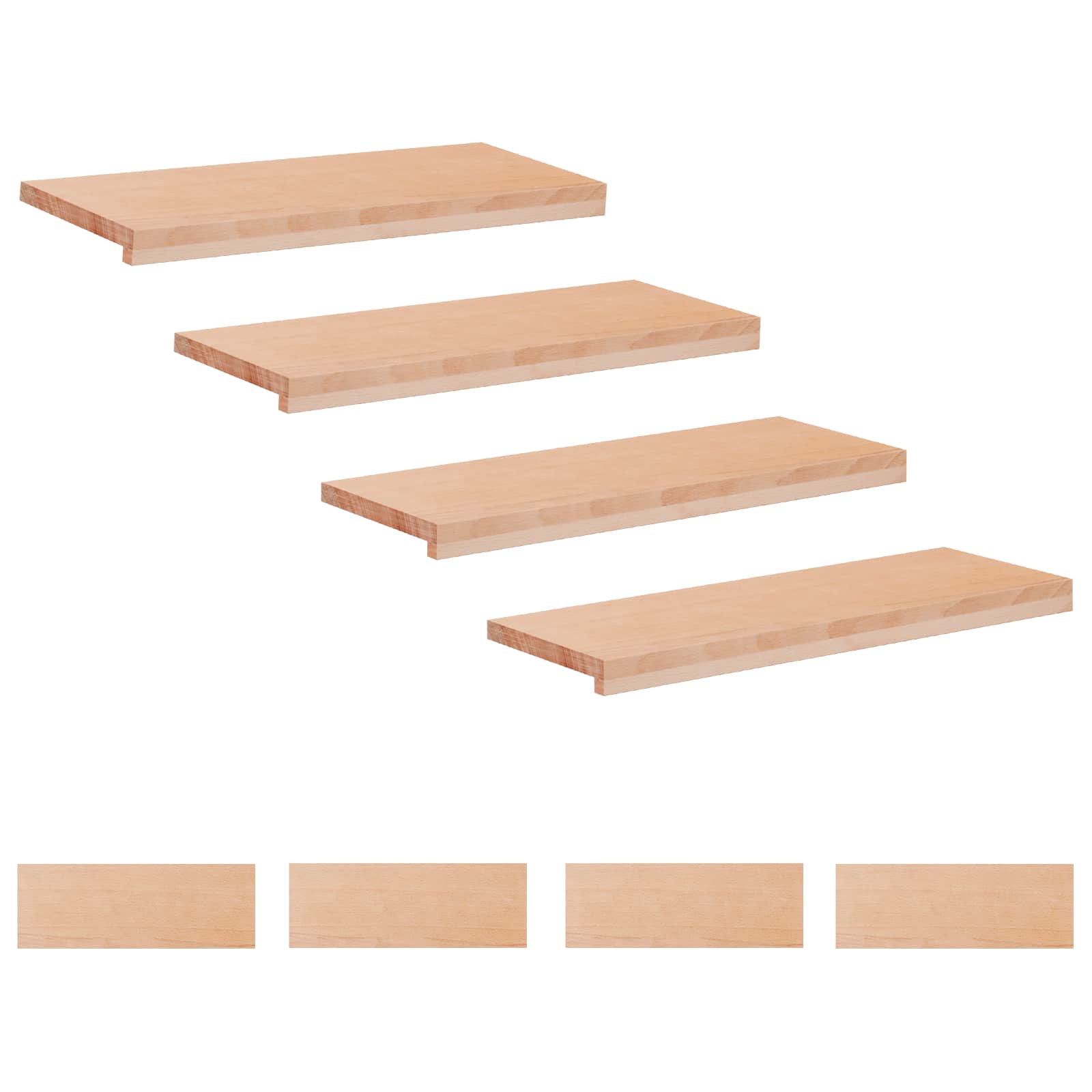 Step treads 8 kom. 70 x 25 x 2 cm Prirodna Čvrsto drvo bukve