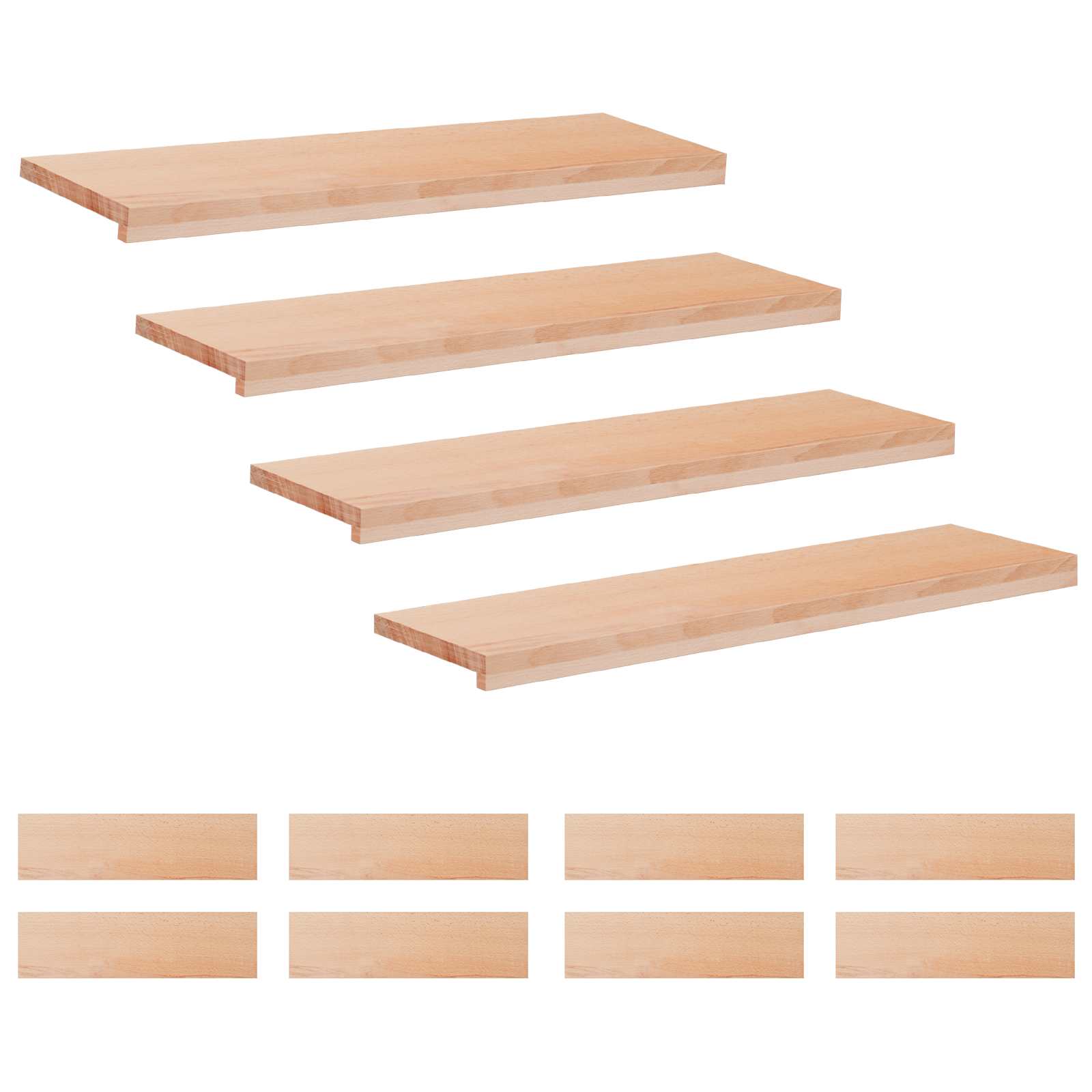 Step treads 12 kom. 100 x 25 x 2 cm Prirodna Čvrsto drvo bukve