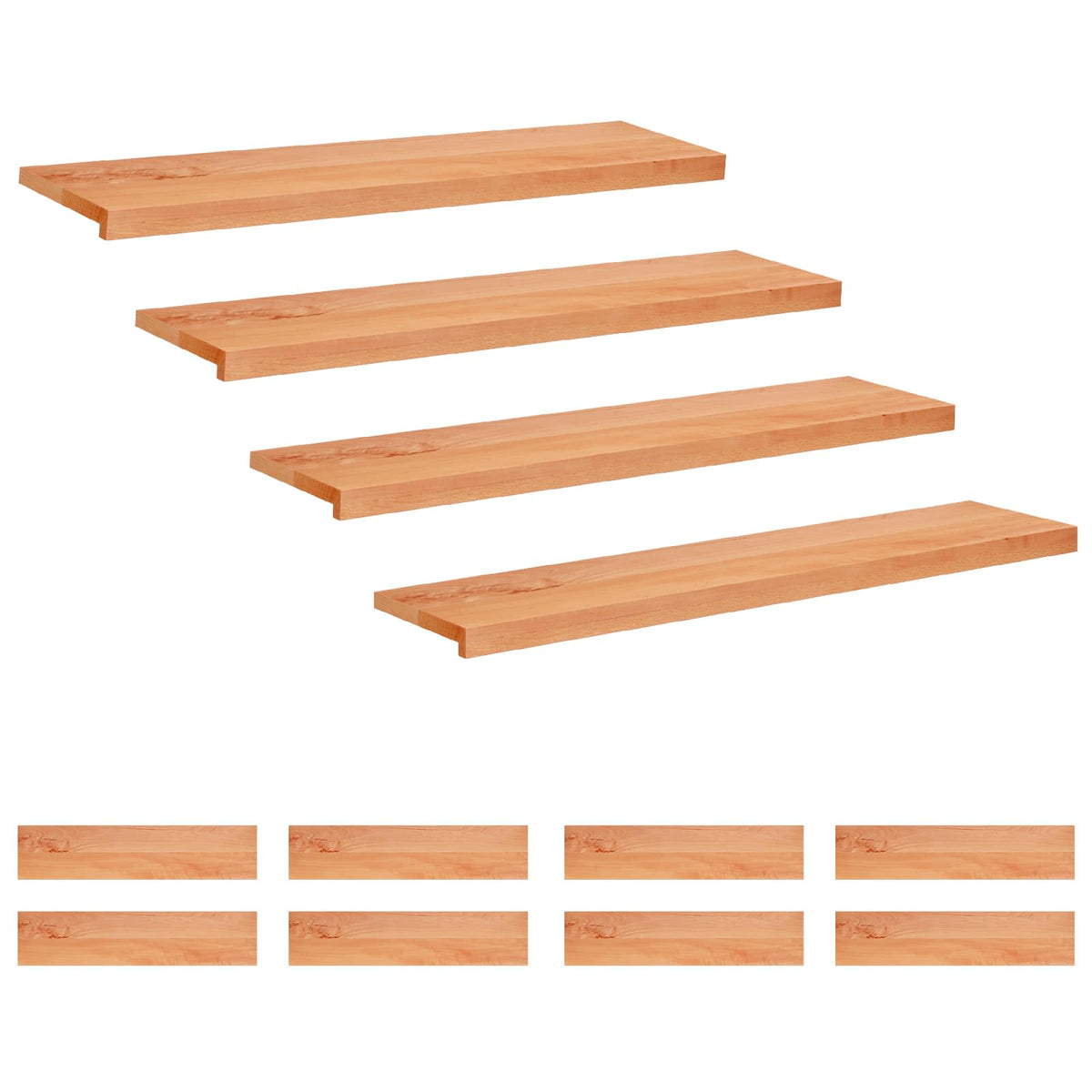 Step treads 12 kom. 120 x 30 x 2 cm Lak Čvrsto drvo bukve
