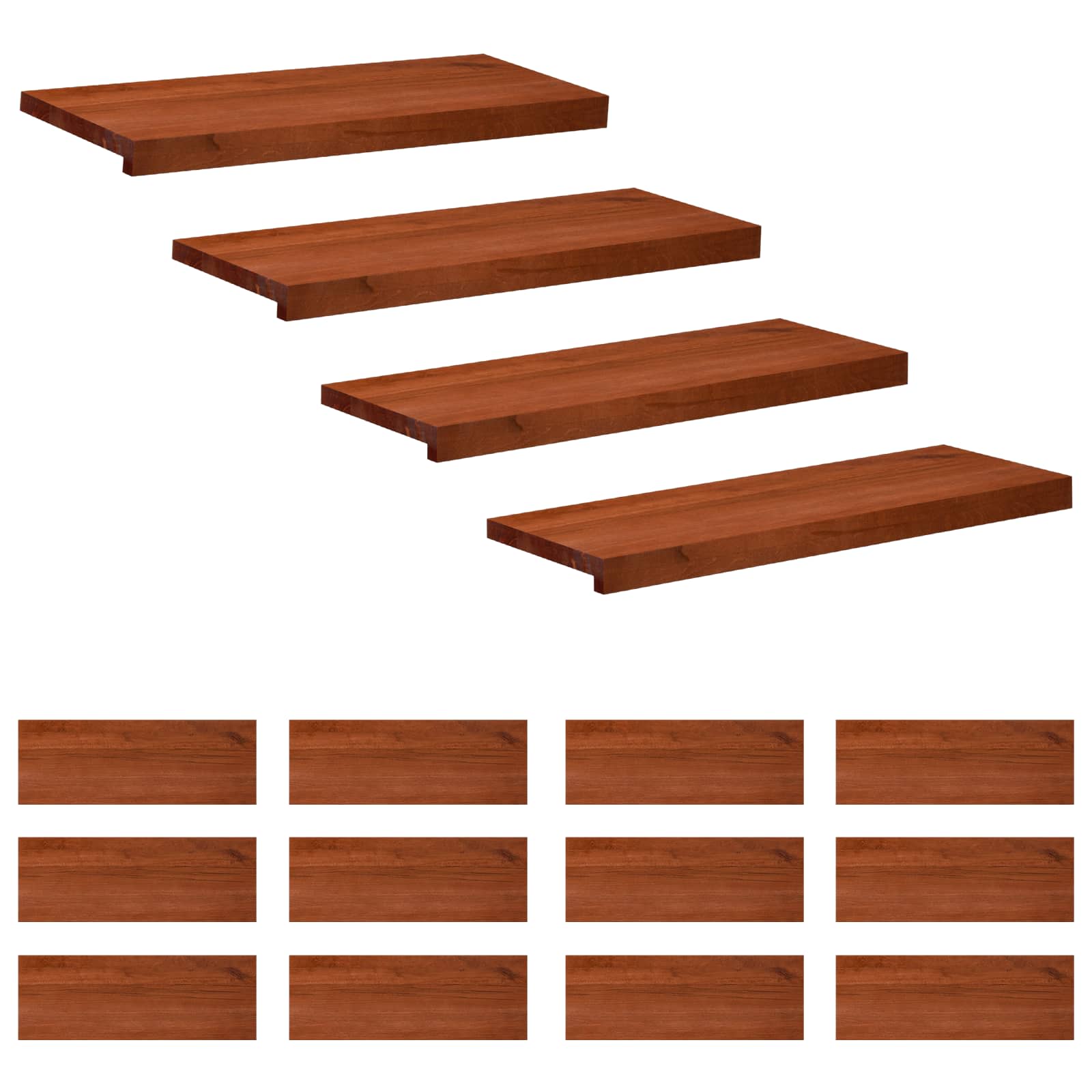 Step treads 16 kom. 80 x 25 x 2 cm Smeđa Čvrsto drvo bukve
