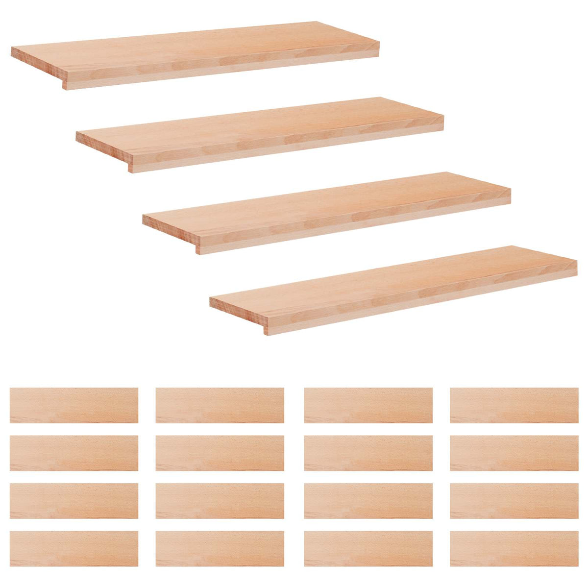 Step treads 20 kom. 100 x 30 x 2 cm Prirodna Čvrsto drvo bukve