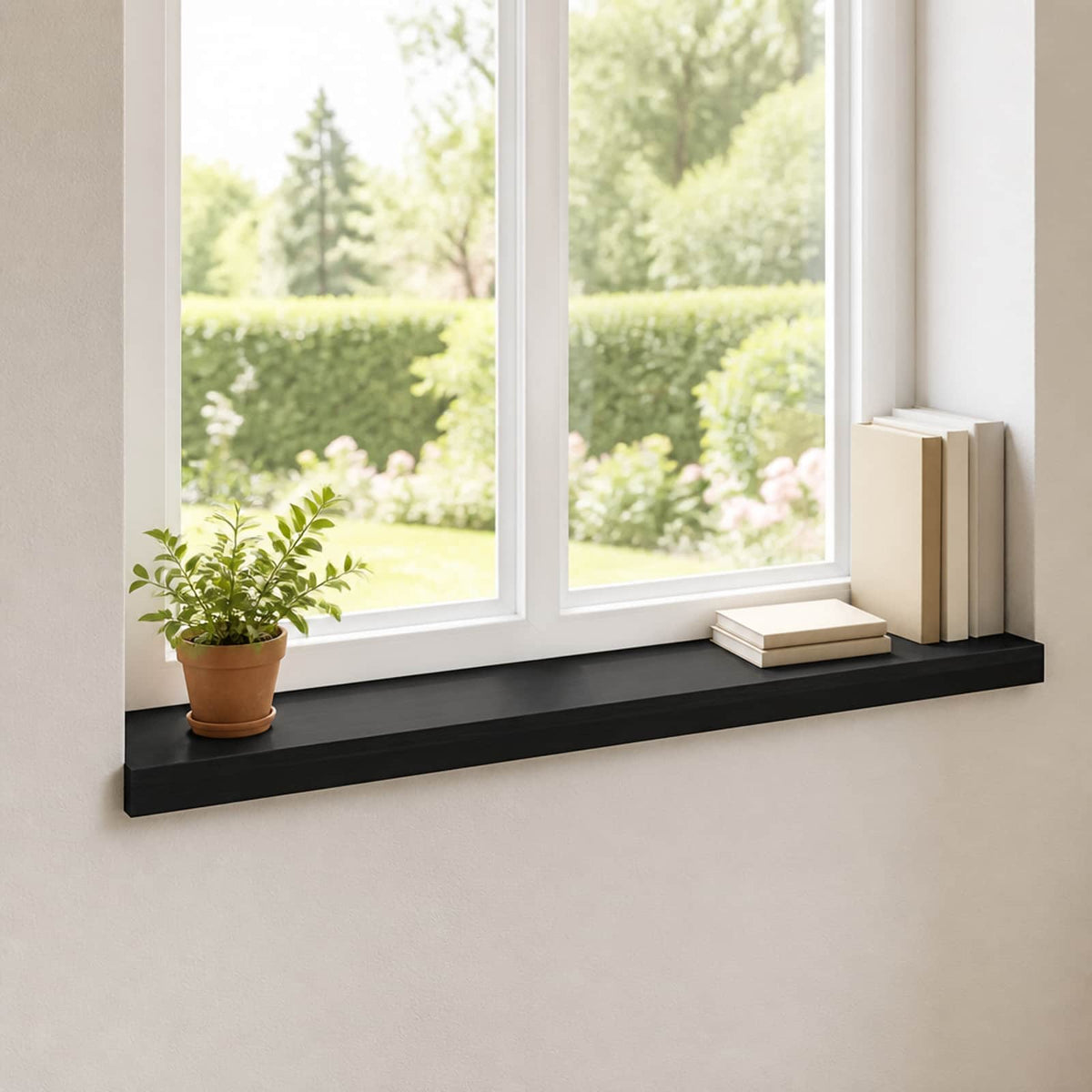 Prozorske klupice 2 kom. Crna 90 x 15 x 2 cm Čvrsto drvo bukve