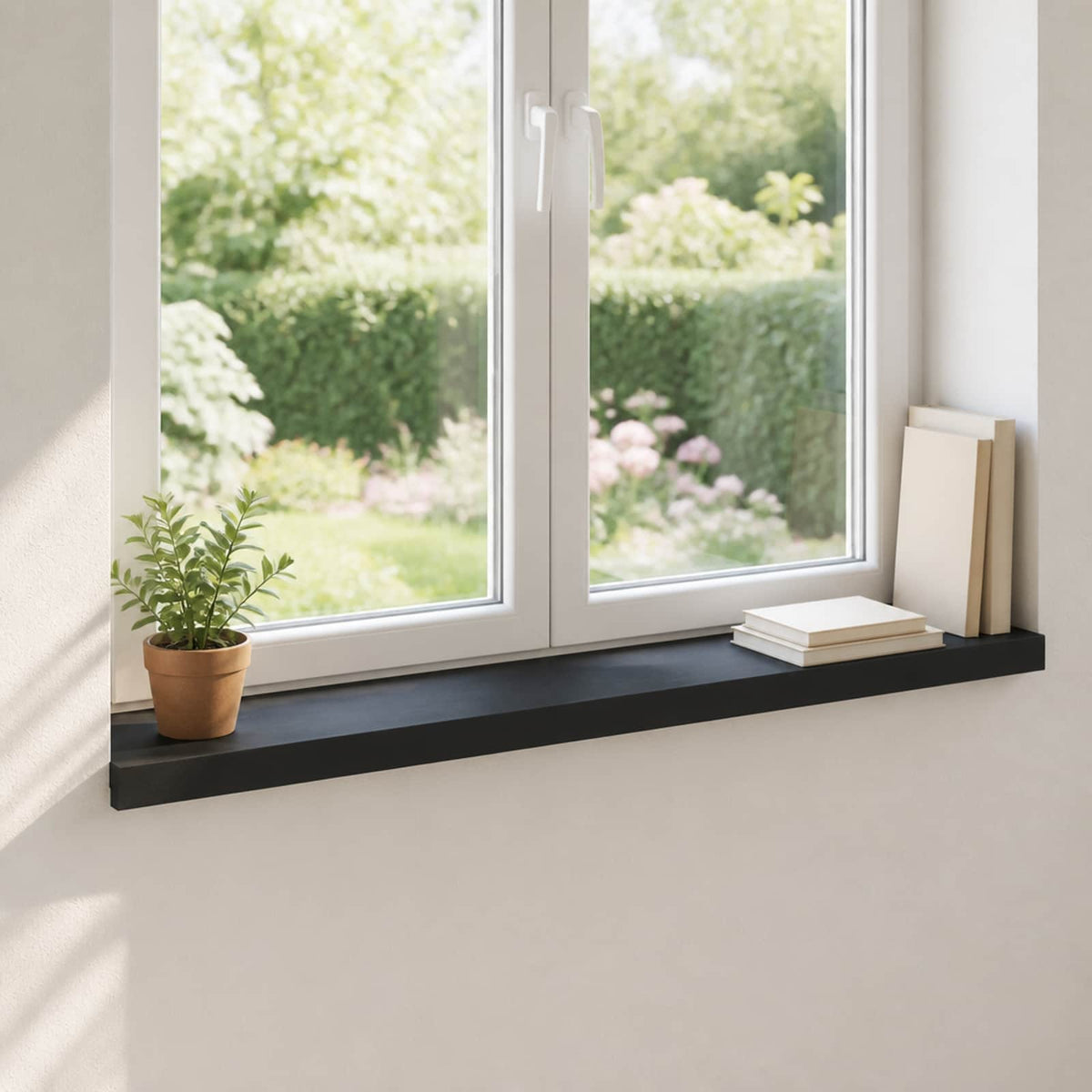 Prozorske klupice 2 kom. Crna 80x 20 x 2 cm Čvrsto drvo bukve