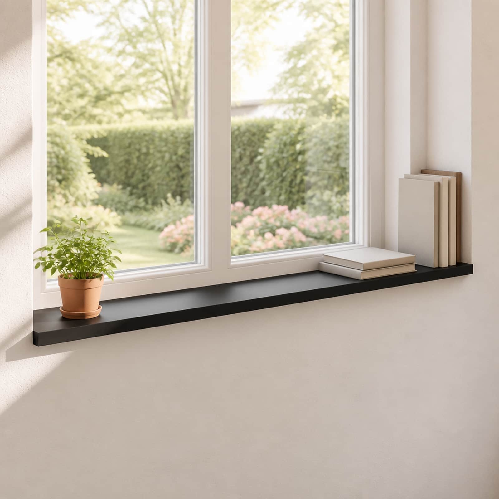 Prozorske klupice 2 kom. Crna 140 x 25 x 2 cm Čvrsto drvo bukve