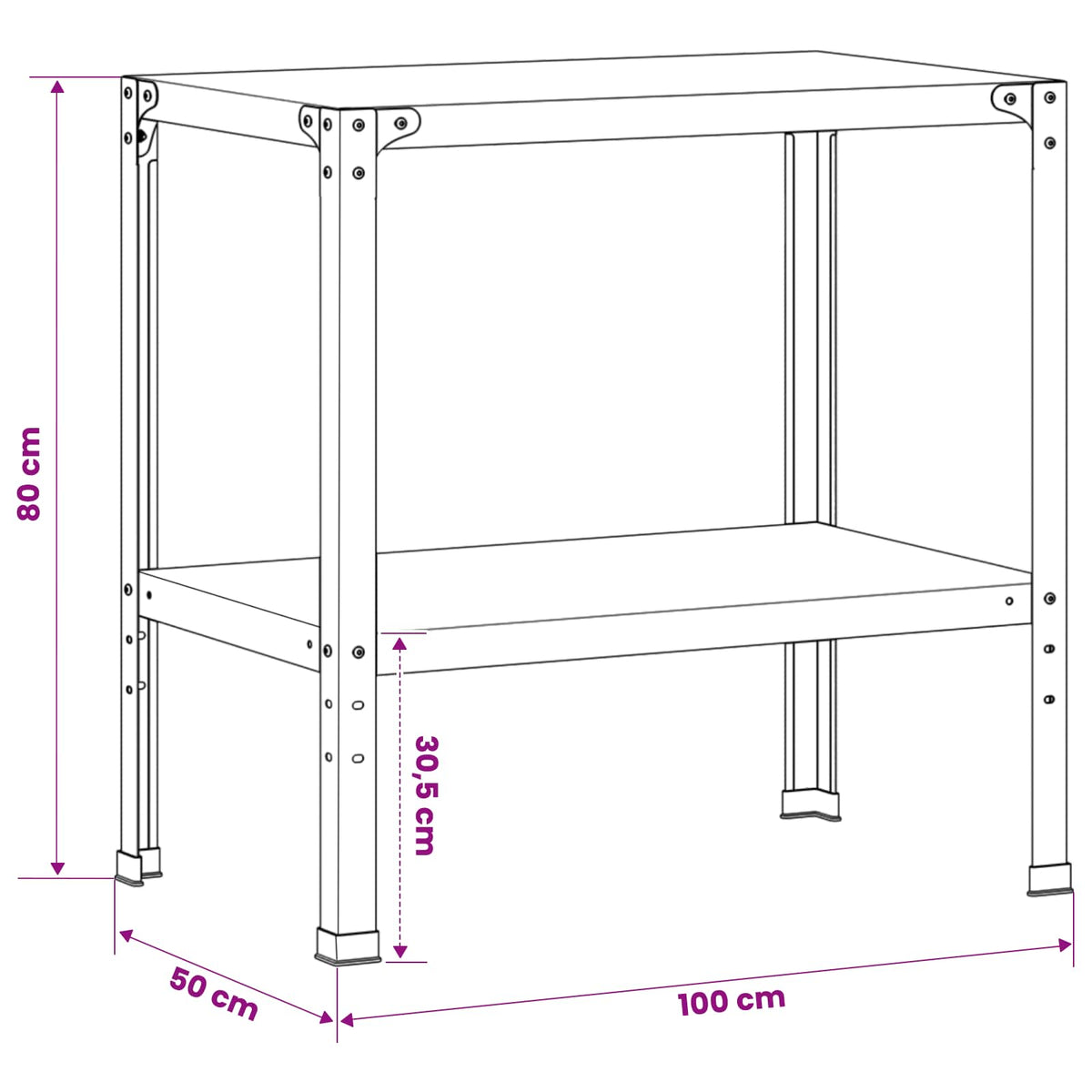 Stol za presađivanje 100 x 50 x 80 cm Pocinčani čelik Srebrna