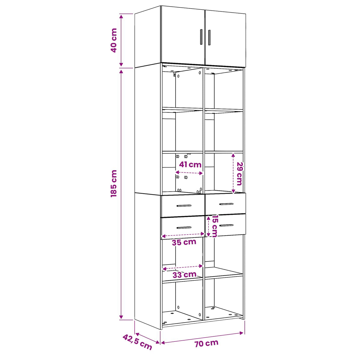 Ormar sa policama Staro drvo 70 x 42,5 x 225 cm