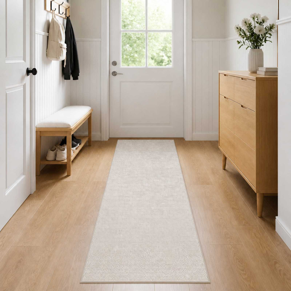 Tepih Krem 80 x 250 cm 100% poliester 3 mm Mogu se prati