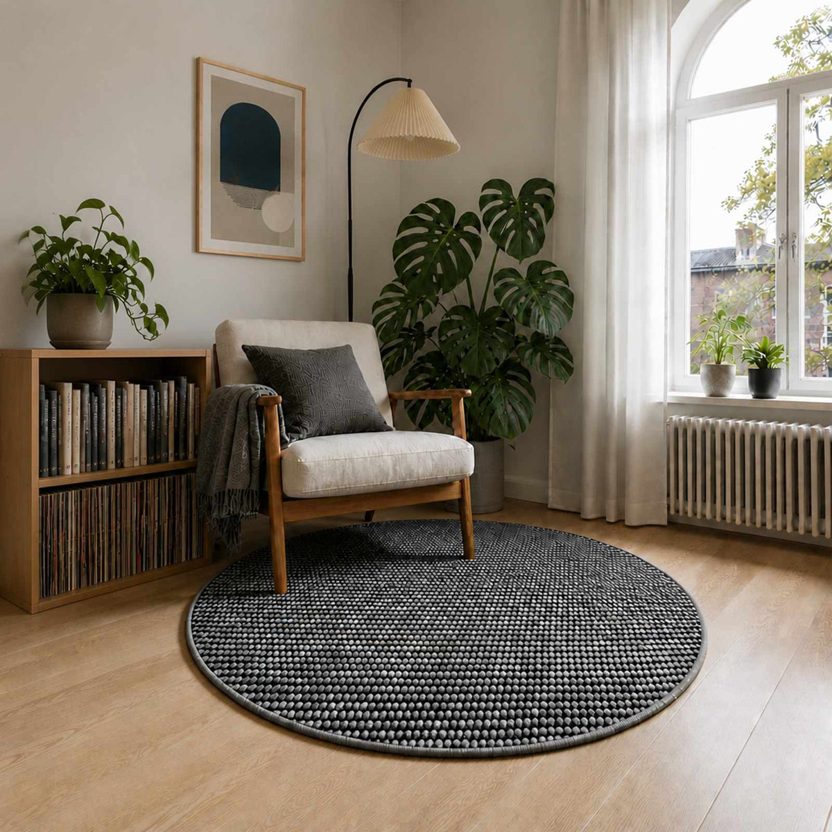 Tepih Antracit Ø 120 cm 100% poliester 3 mm Mogu se prati