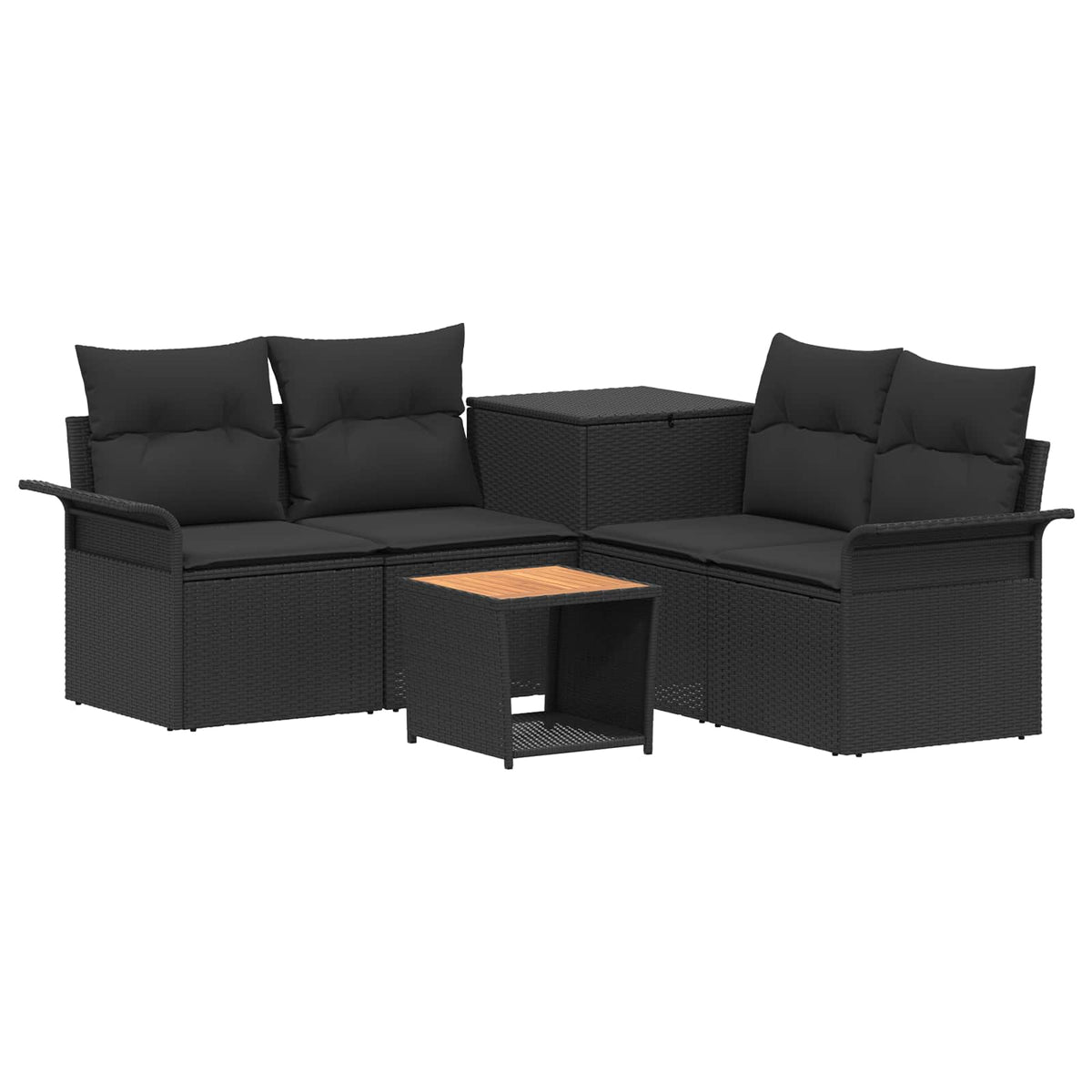 Set sofe 6 kom. Crna Poli Rattan i čelik