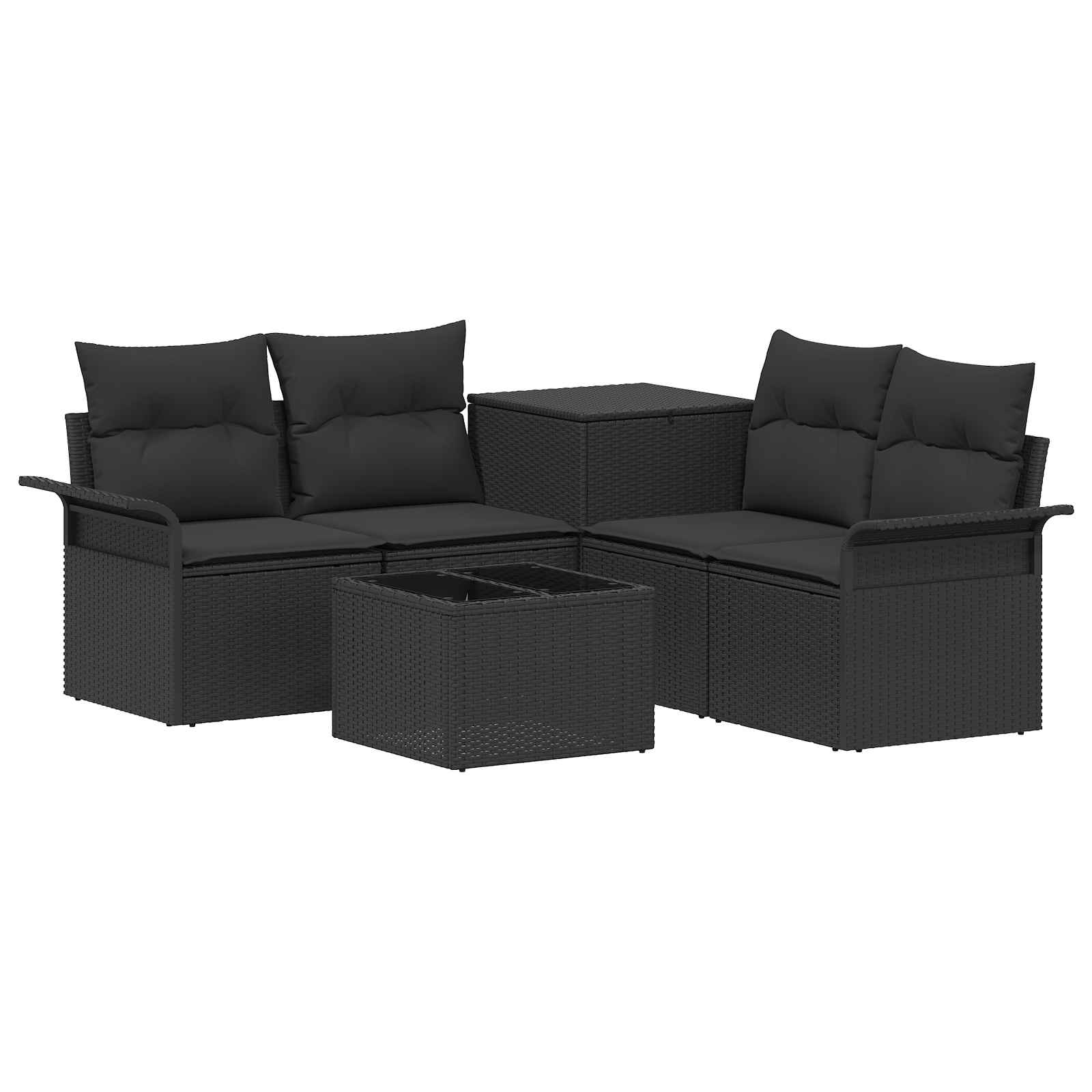 Set sofe 6 kom. 4-Broj sjedala Crna Poli Rattan i čelik