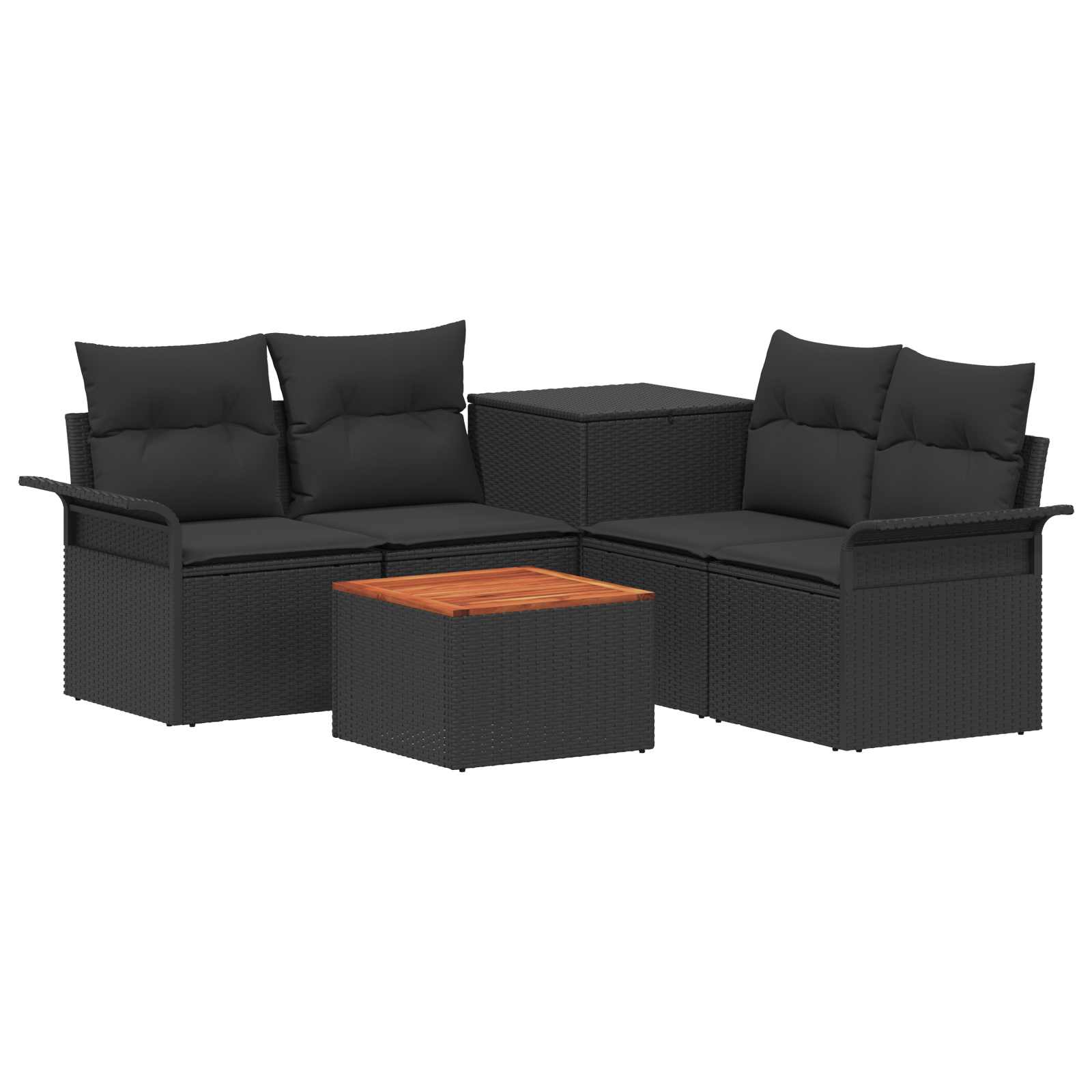 Set sofe 6 kom. 4-Broj sjedala Crna Poli Rattan i čelik