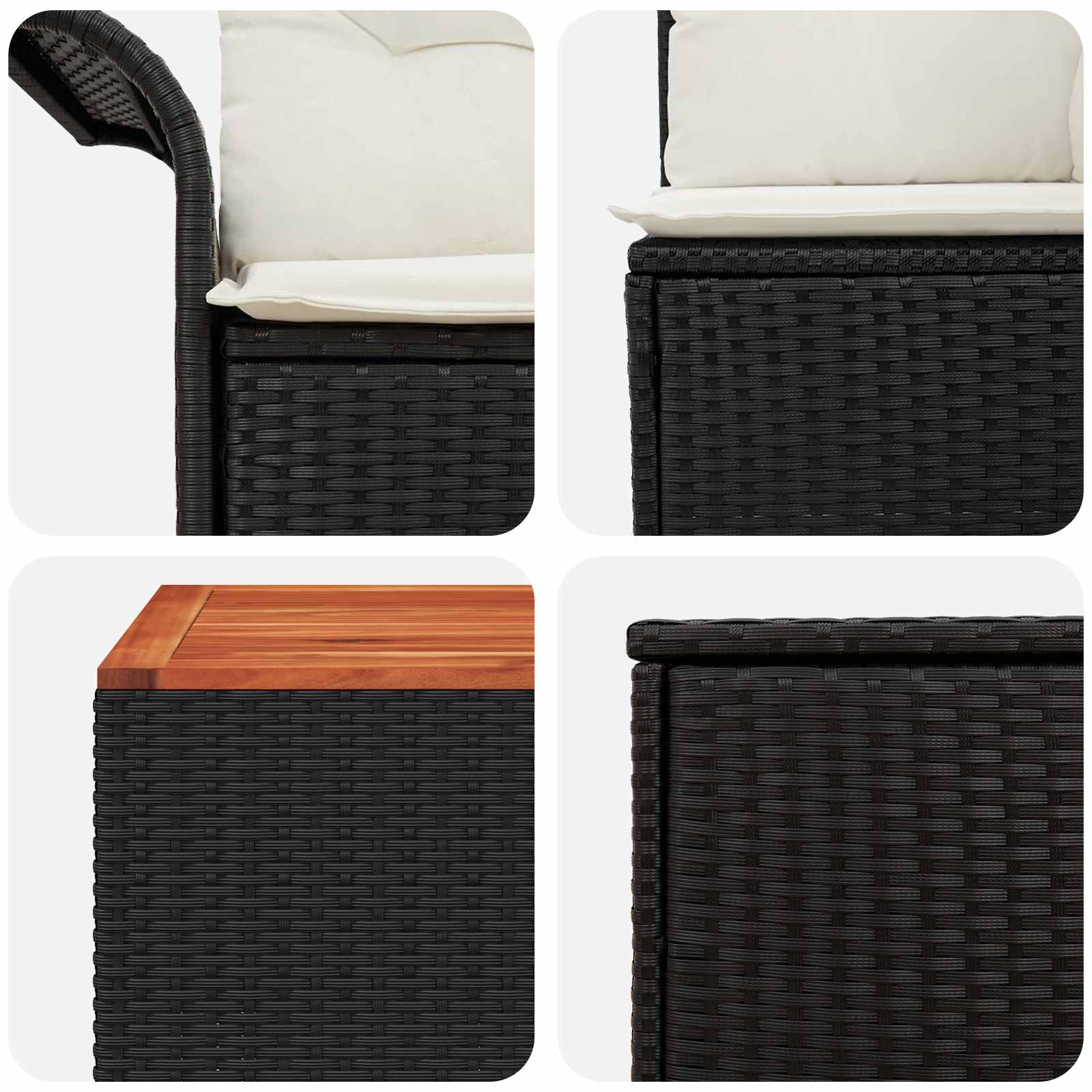 Set sofe 6 pcs 4-Broj sjedala Crna i krem-bijela