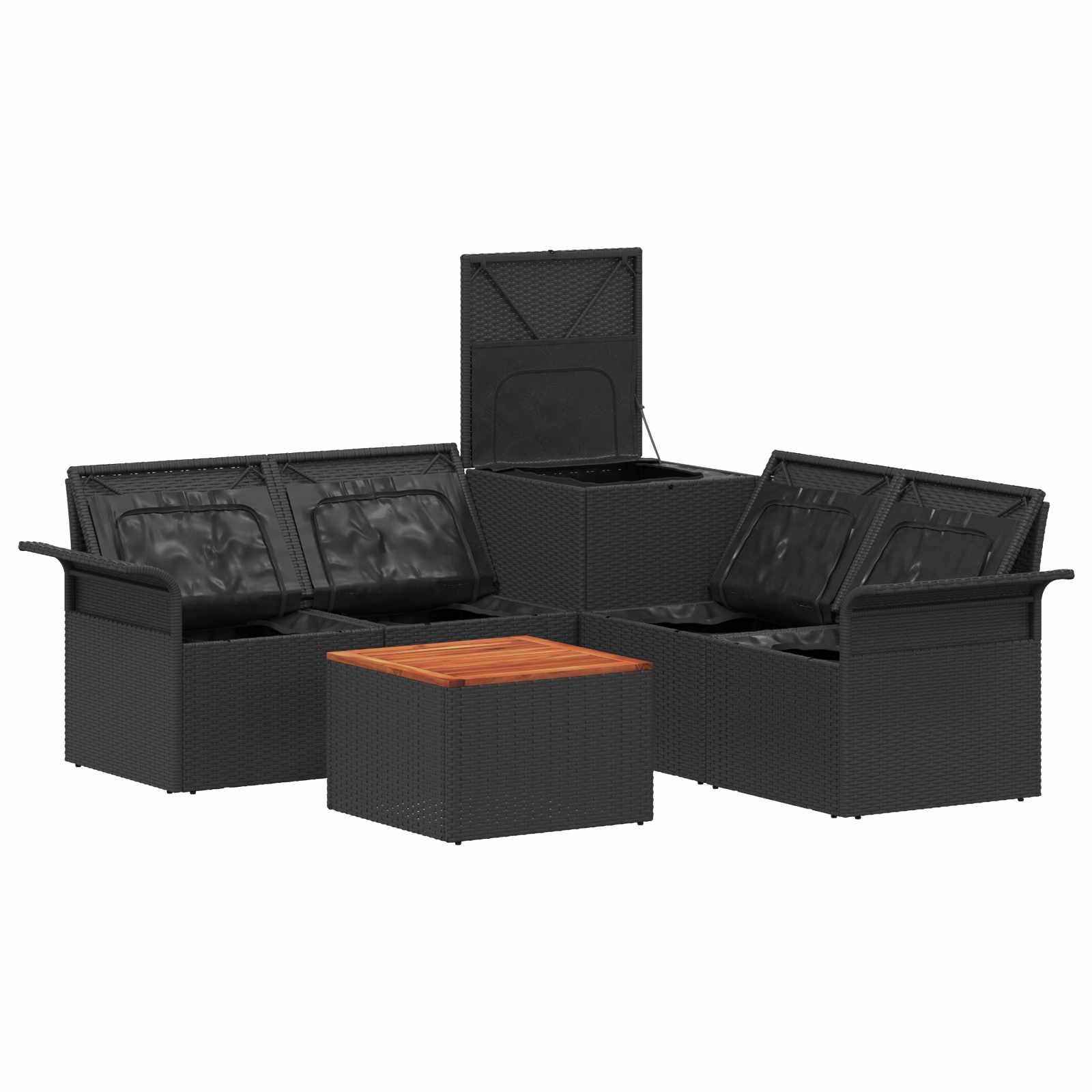 Set sofe 6 pcs 4-Broj sjedala Crna i krem-bijela