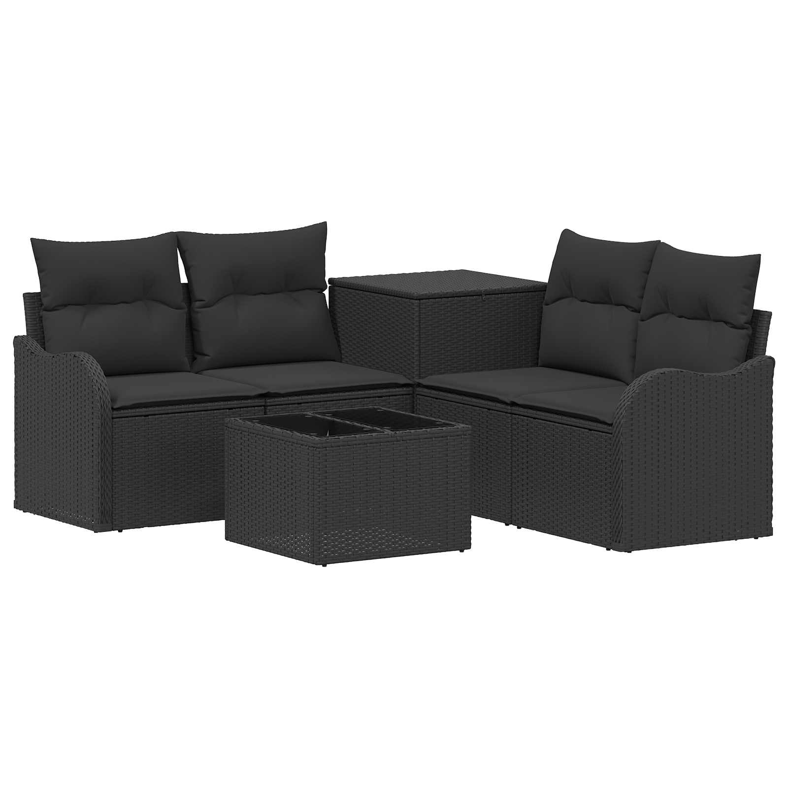 Set sofe 6 kom. Crna Poli Rattan i čelik