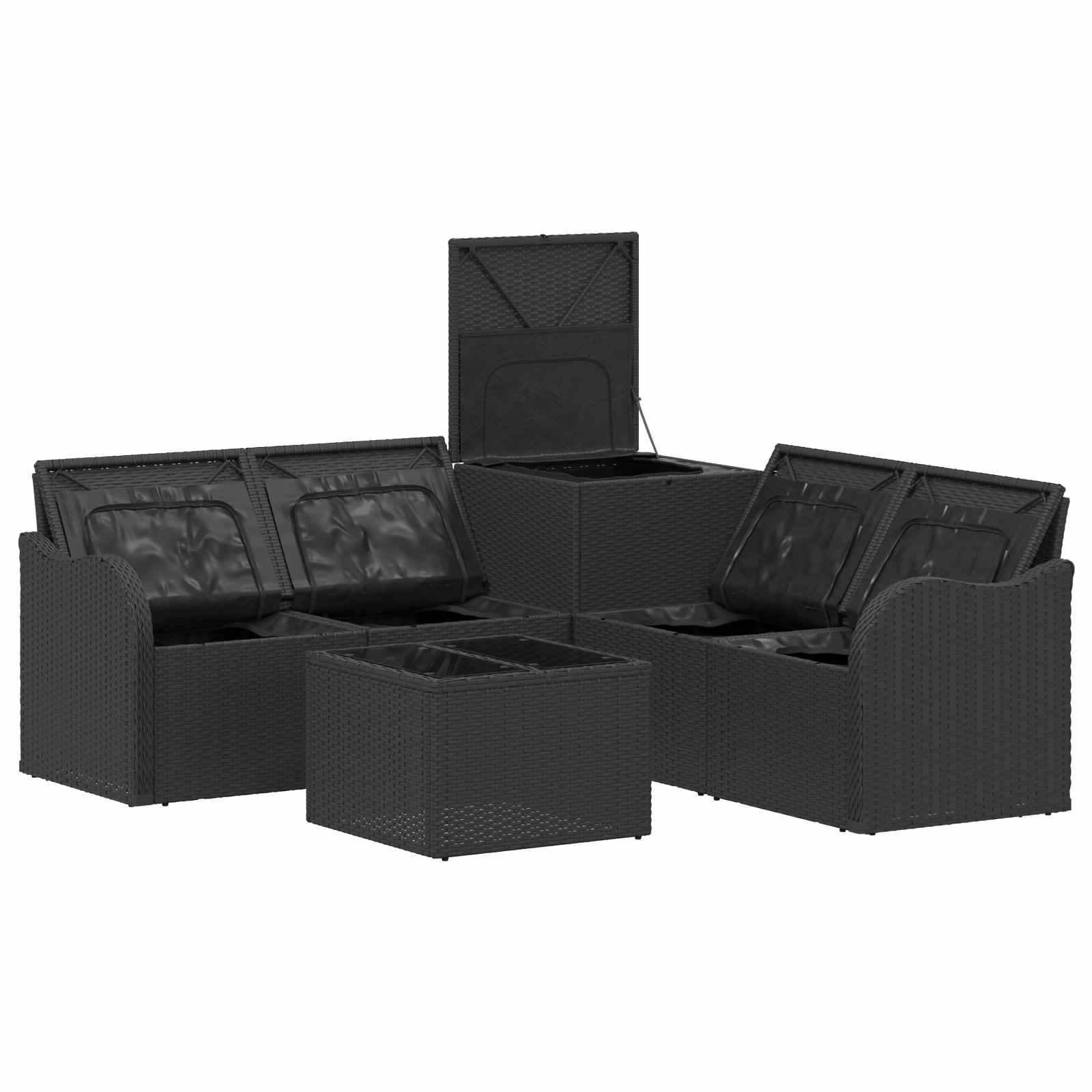 Set sofe 6 kom. Crna Poli Rattan i čelik
