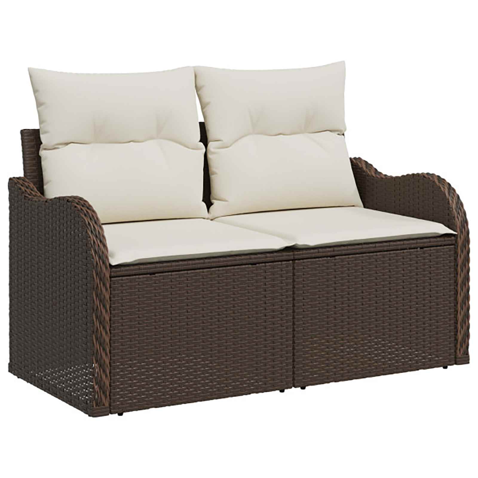 Set sofe 6 kom. Smeđa i krem bijela Poli Rattan i čelik