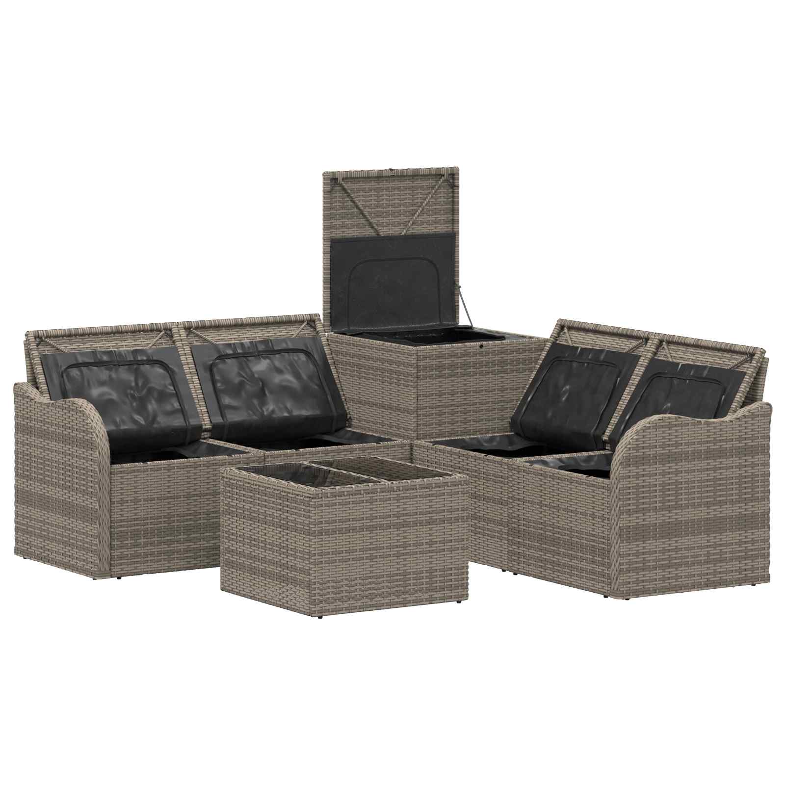 Set sofe 6 kom. Siva i tamno siva Poli Rattan i čelik