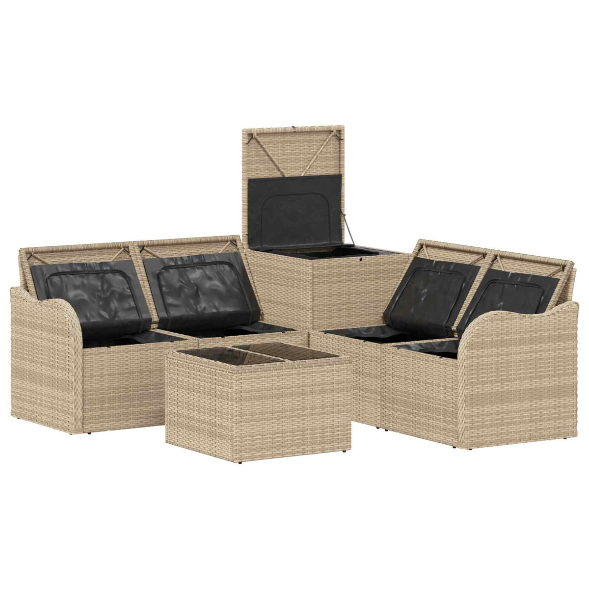 Set sofe 6 kom. Bež i svijetlo siva Poli Rattan i čelik