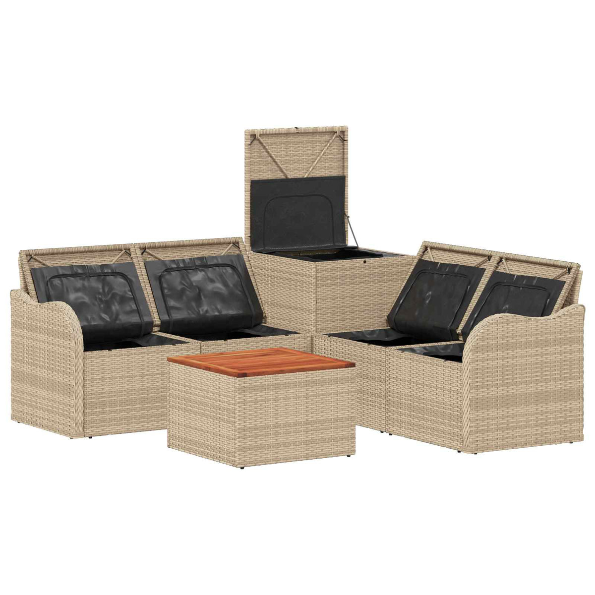 Set sofe 6 kom. Bež i svijetlo siva Poli Rattan i čelik