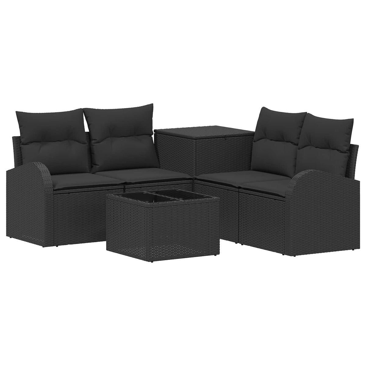 Set sofe 6 kom. Crna Poli Rattan i čelik