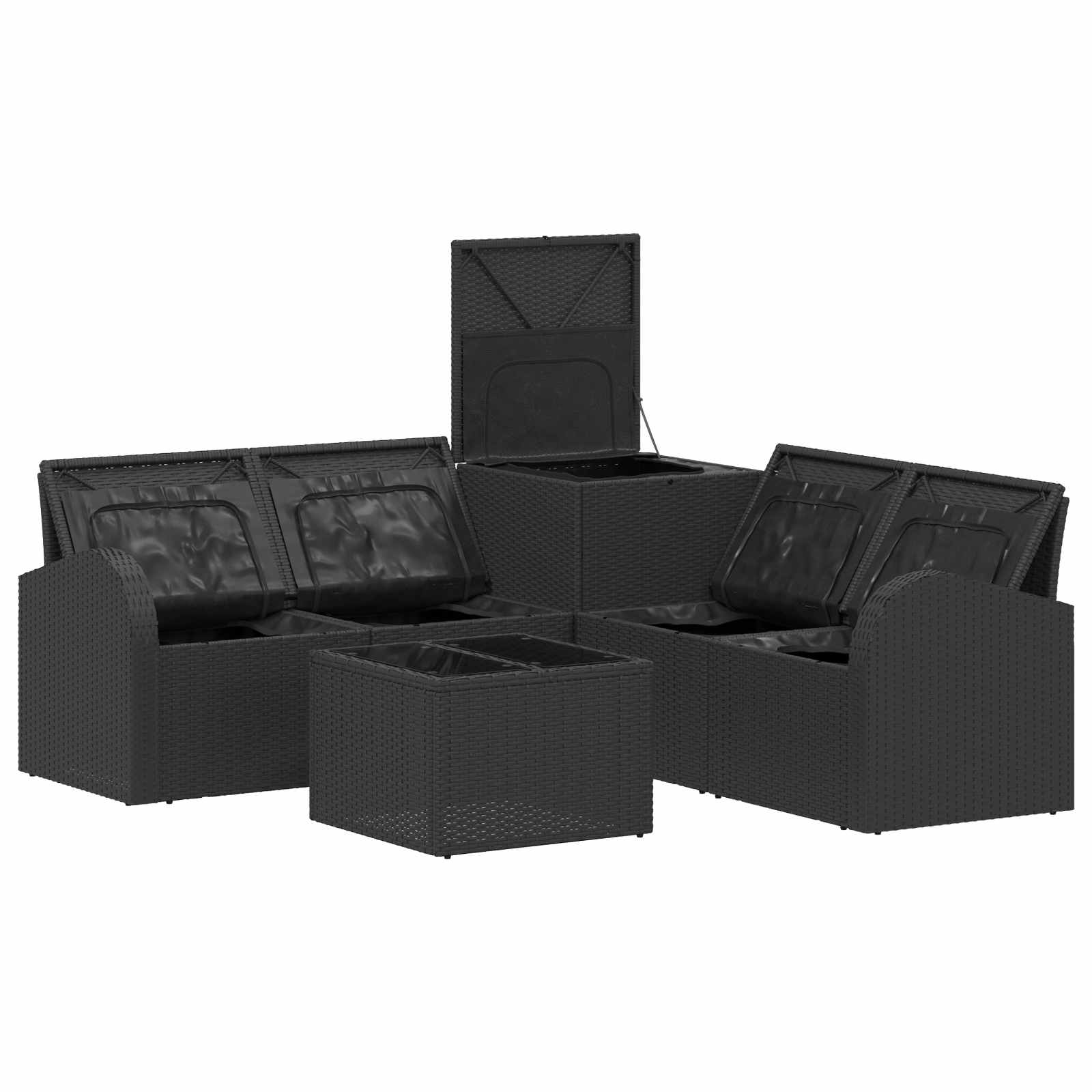 Set sofe 6 kom. Crna i Plava Poli Rattan i čelik