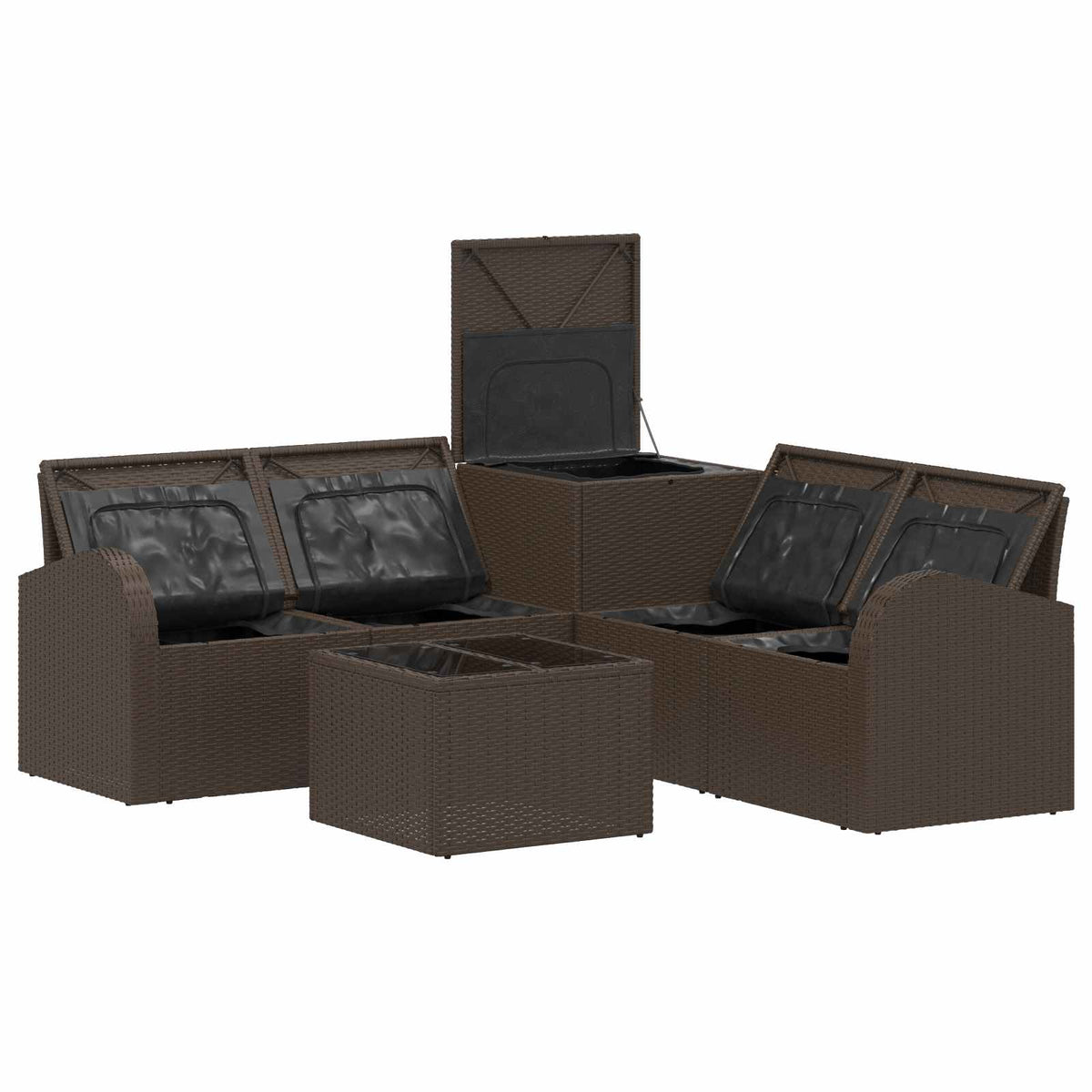 Set sofe 6 kom. Smeđa i krem bijela Poli Rattan i čelik