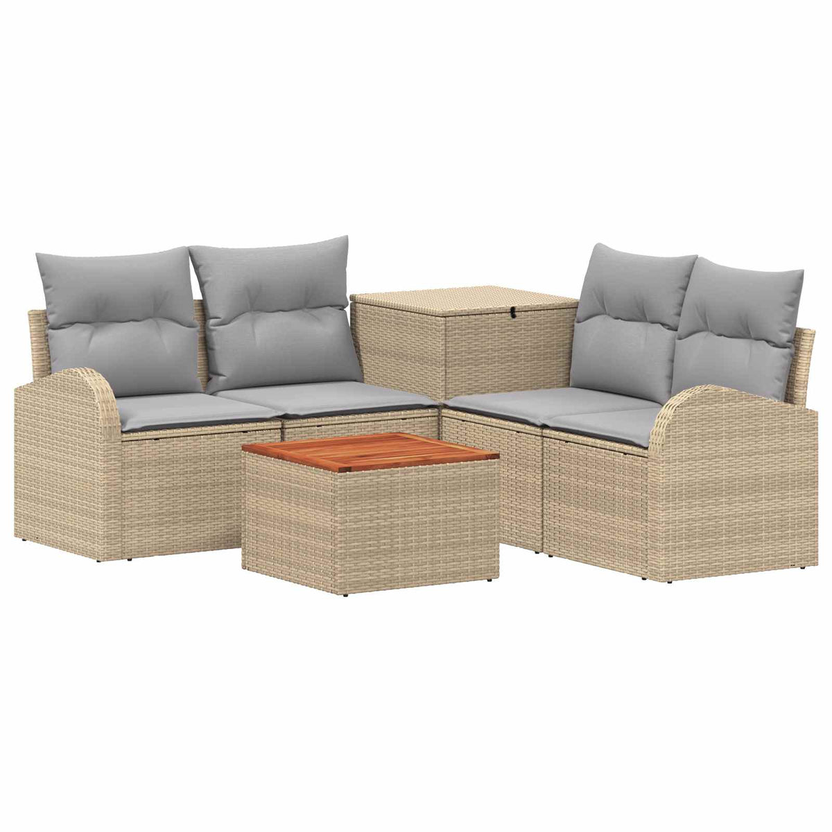 Set sofe 6 kom. Bež i svijetlo siva Poli Rattan i čelik