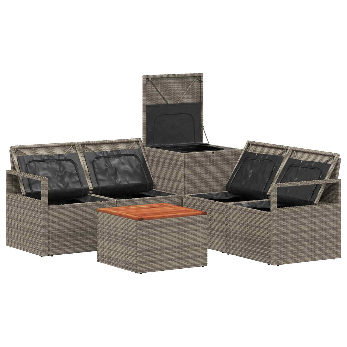 Set sofe 6 kom. Siva i tamno siva Poli Rattan i čelik