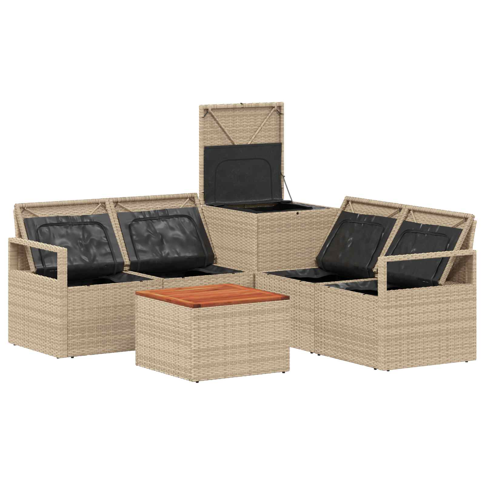 Set sofe 6 kom. Bež i krem bijela Poli Rattan i čelik