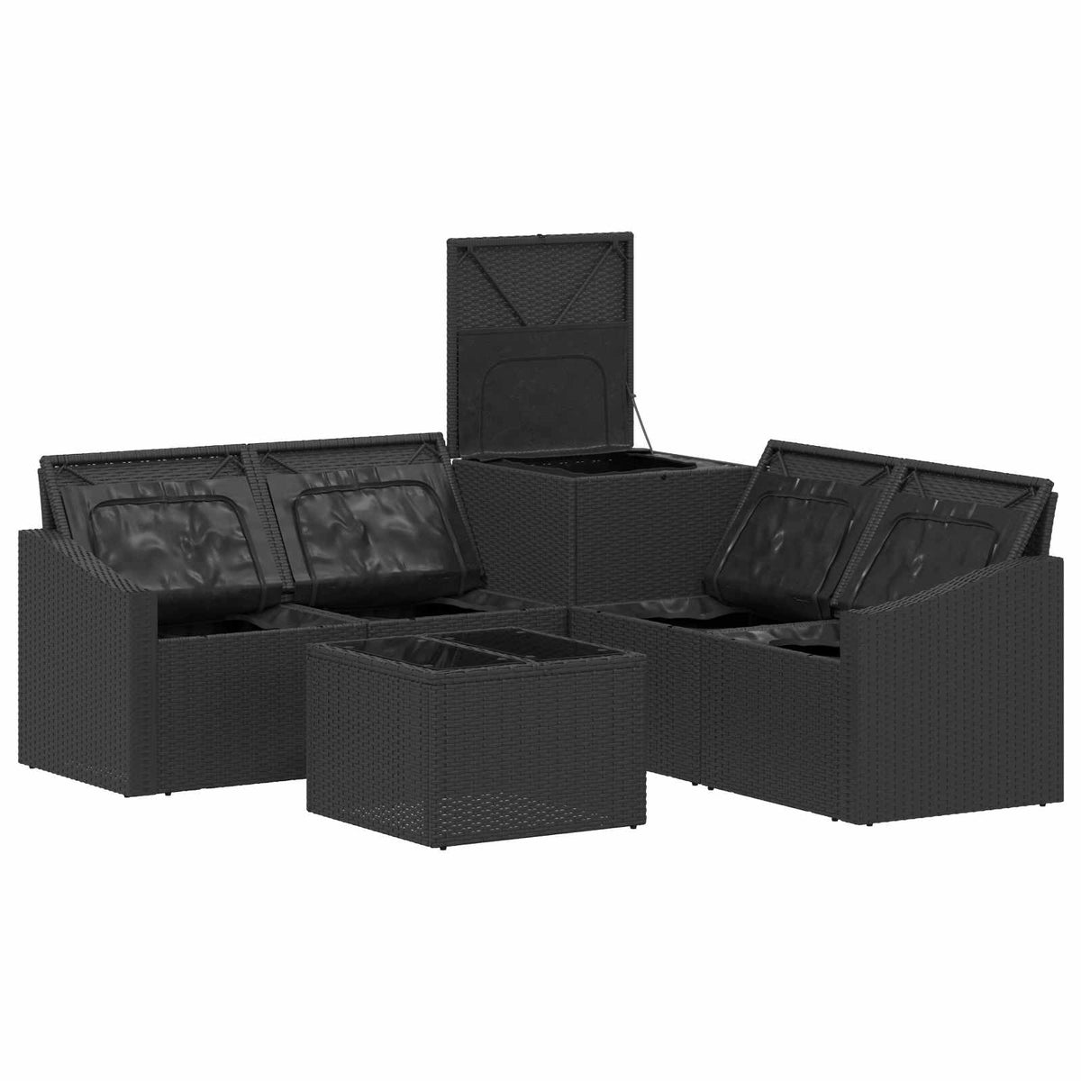 Set sofe 6 kom. Crna i krem-bijela Poli Rattan i čelik
