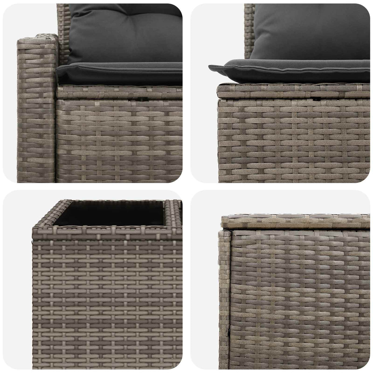 Set sofe 6 kom. Siva i tamno siva Poli Rattan i čelik