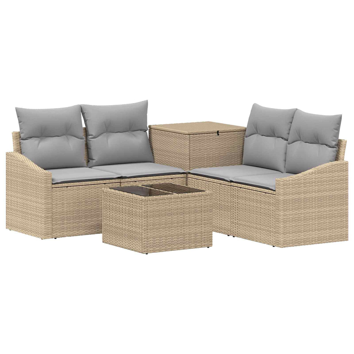 Set sofe 6 kom. Bež i svijetlo siva Poli Rattan i čelik